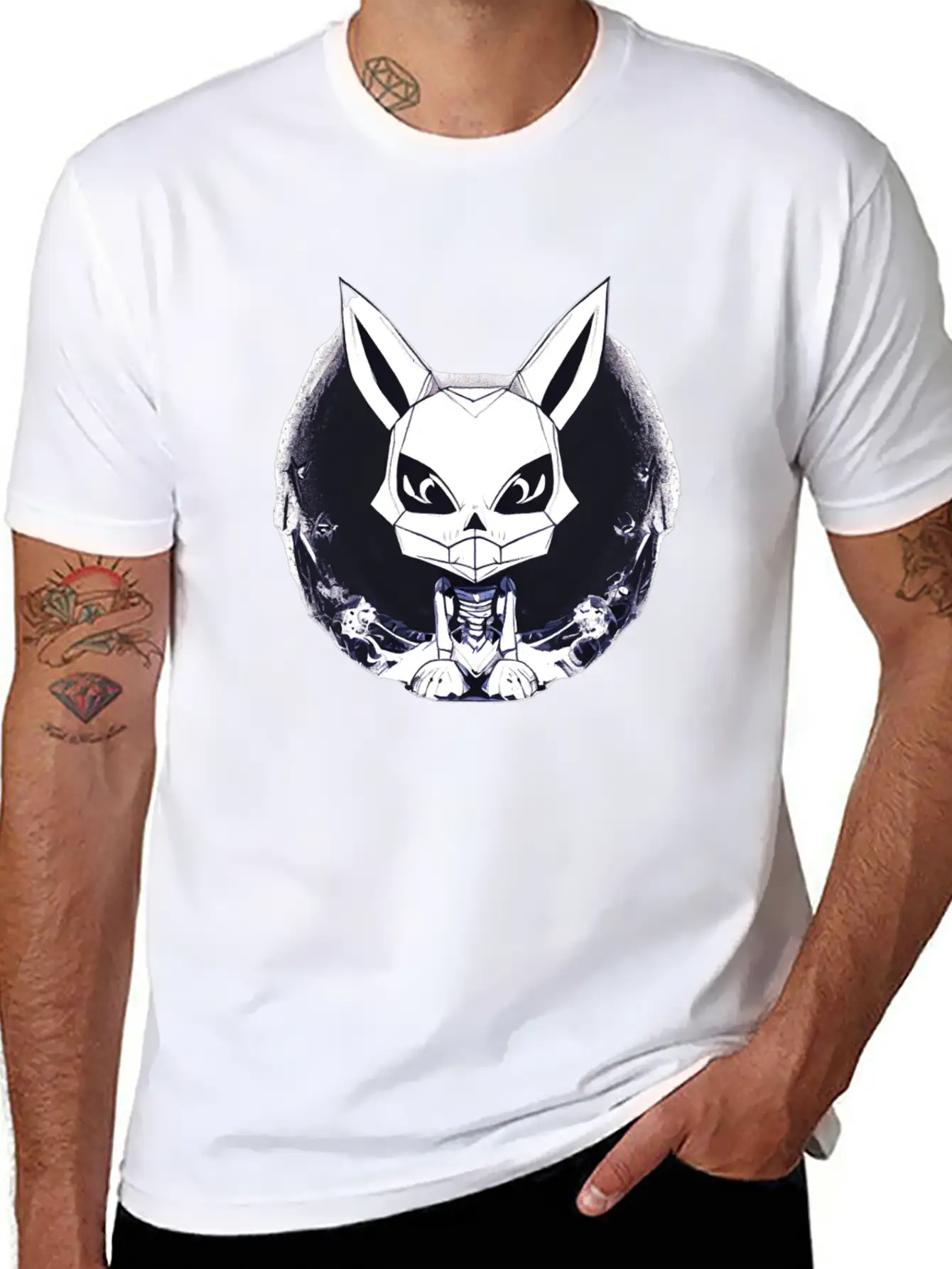 Geometrical Gothic Rabbit Stylish Everyday T-Shirt – Unisex Basic Cotton Tee