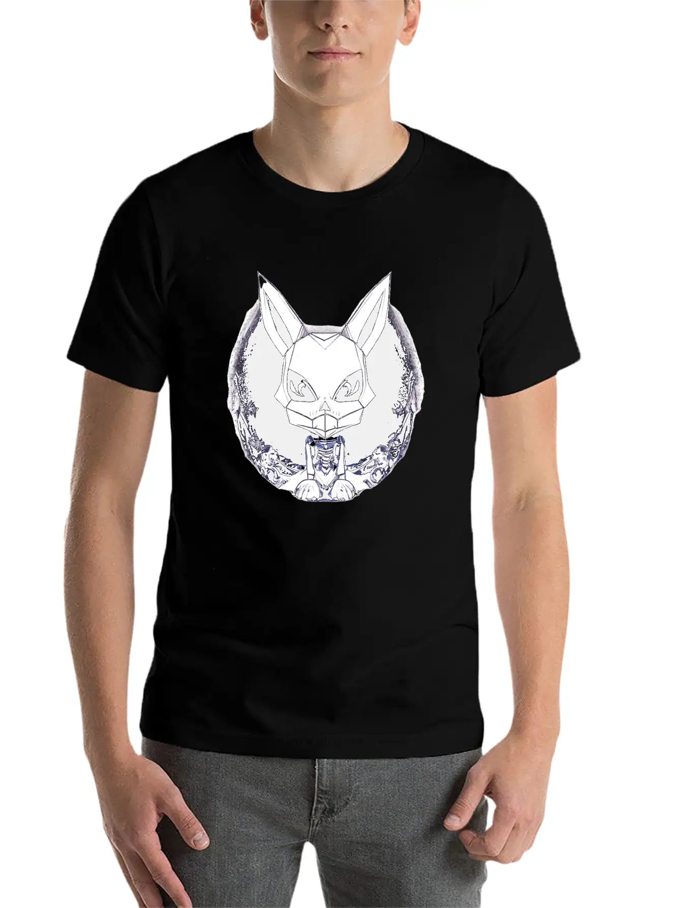 Geometrical Gothic Rabbit Stylish Everyday T-Shirt – Unisex Basic Cotton Tee