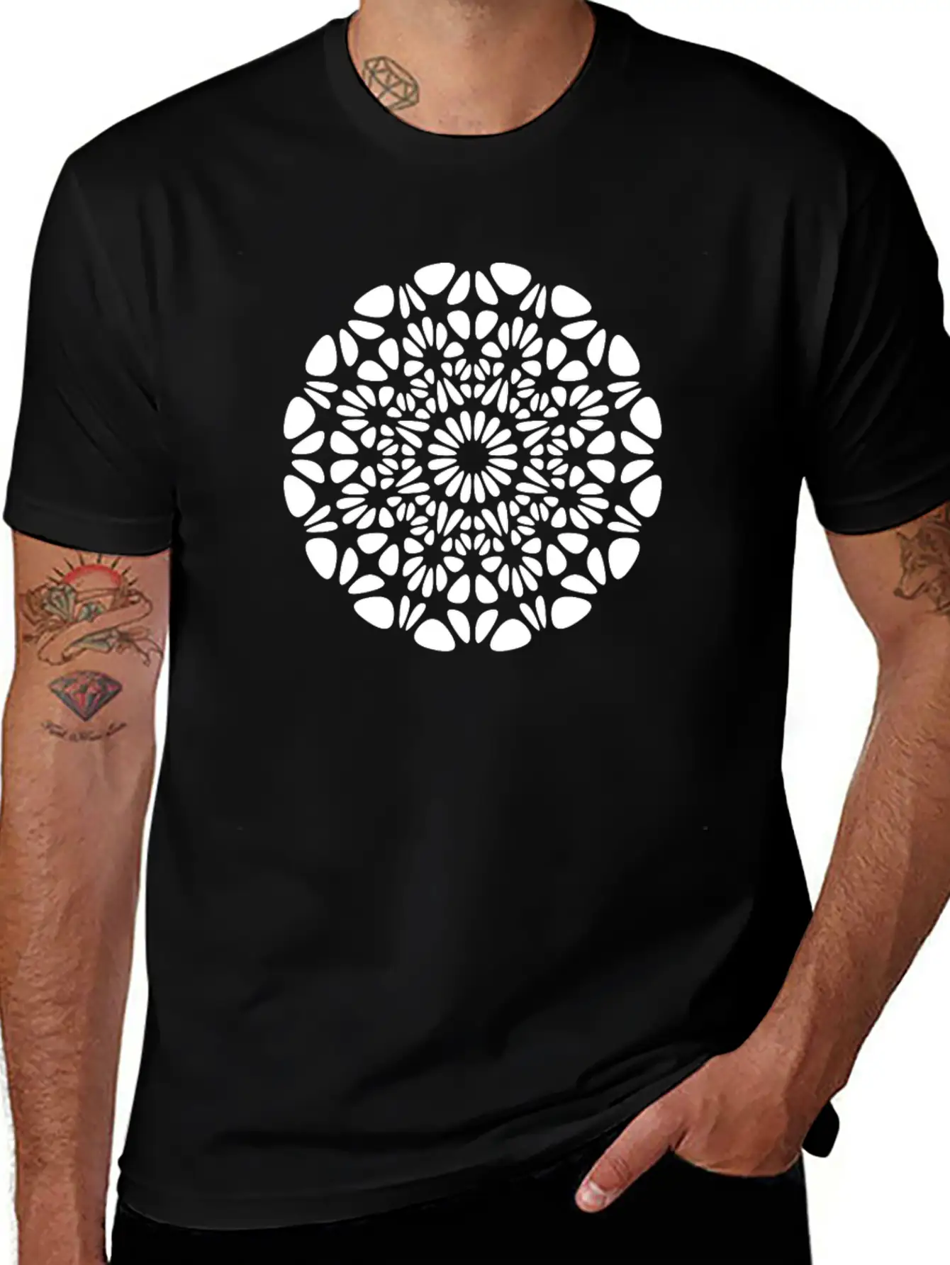 Geometry Healing Circular Flower Symbol Stylish Everyday T-Shirt – Unisex Basic Cotton Tee