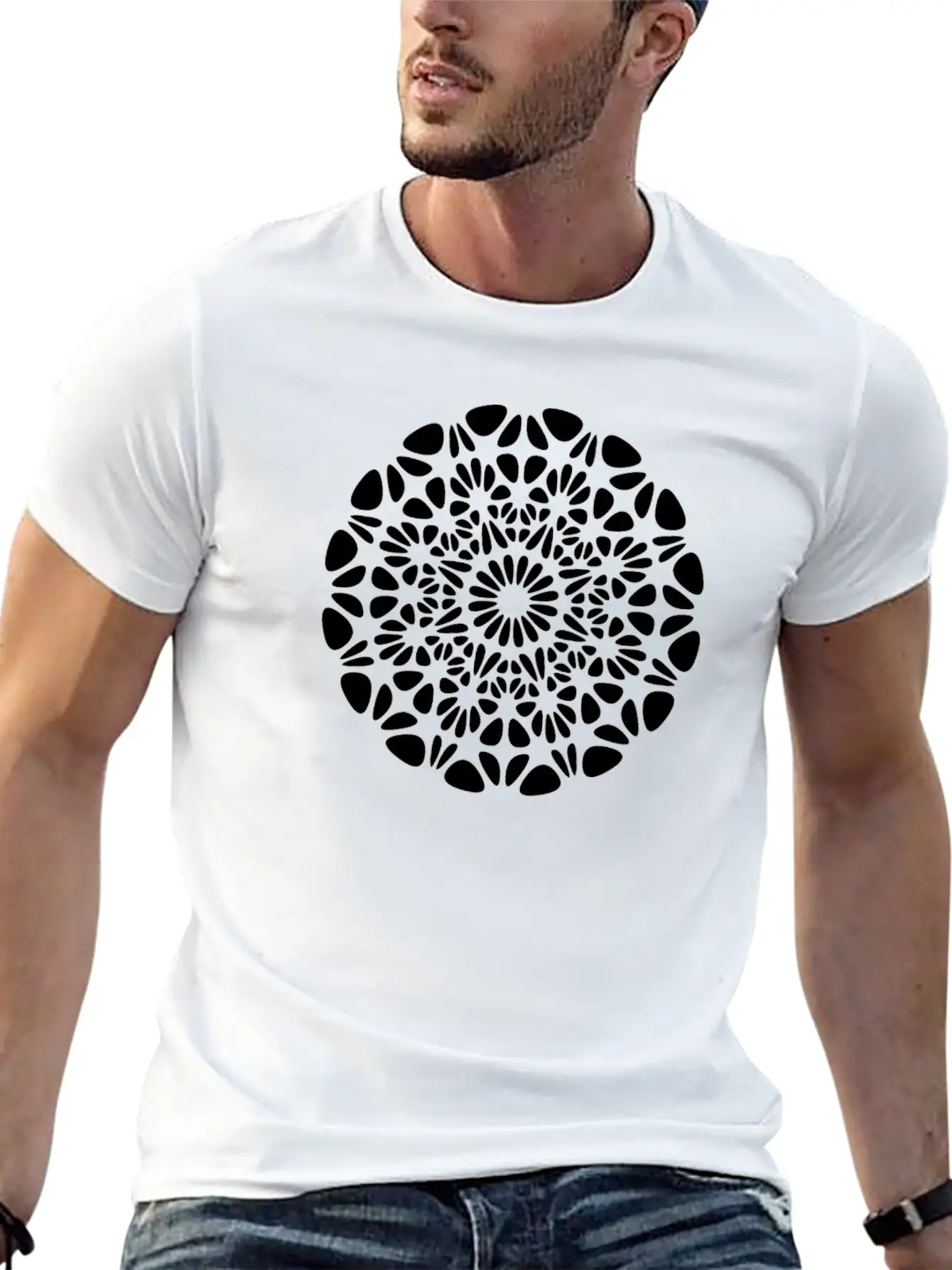 Geometry Healing Circular Flower Symbol Stylish Everyday T-Shirt – Unisex Basic Cotton Tee