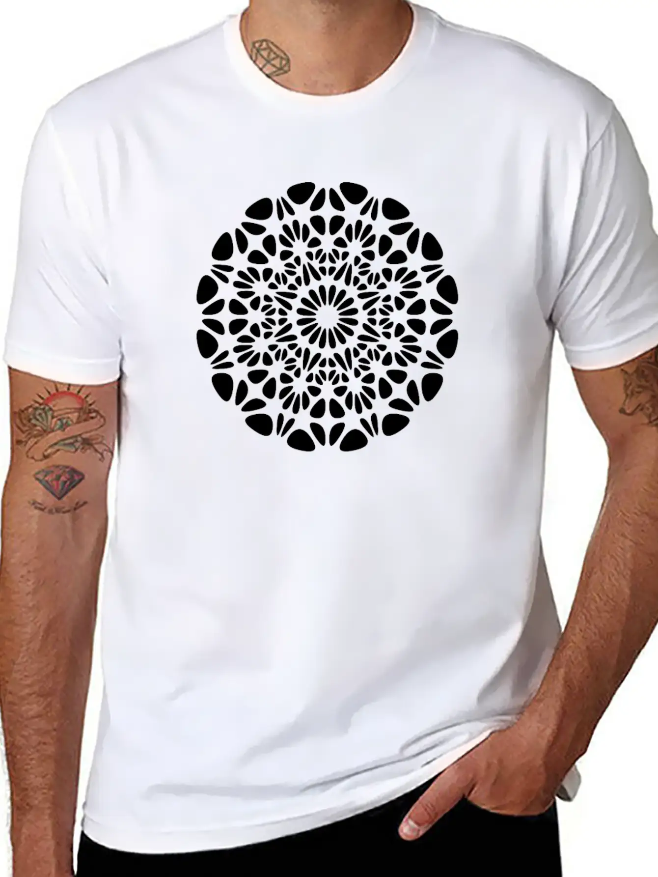 Geometry Healing Circular Flower Symbol Stylish Everyday T-Shirt – Unisex Basic Cotton Tee