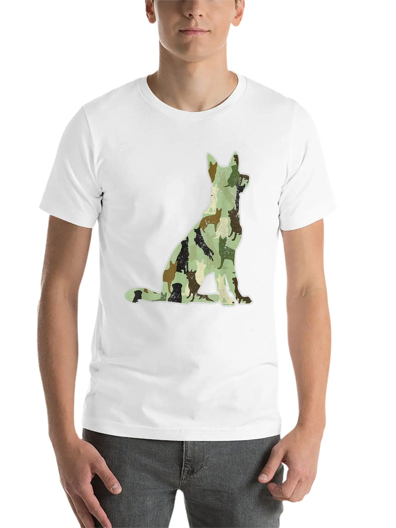 German Shepherd Camo Dog Camoue Basic Graphic T-Shirt – Daily Comfort In Soft Cotton