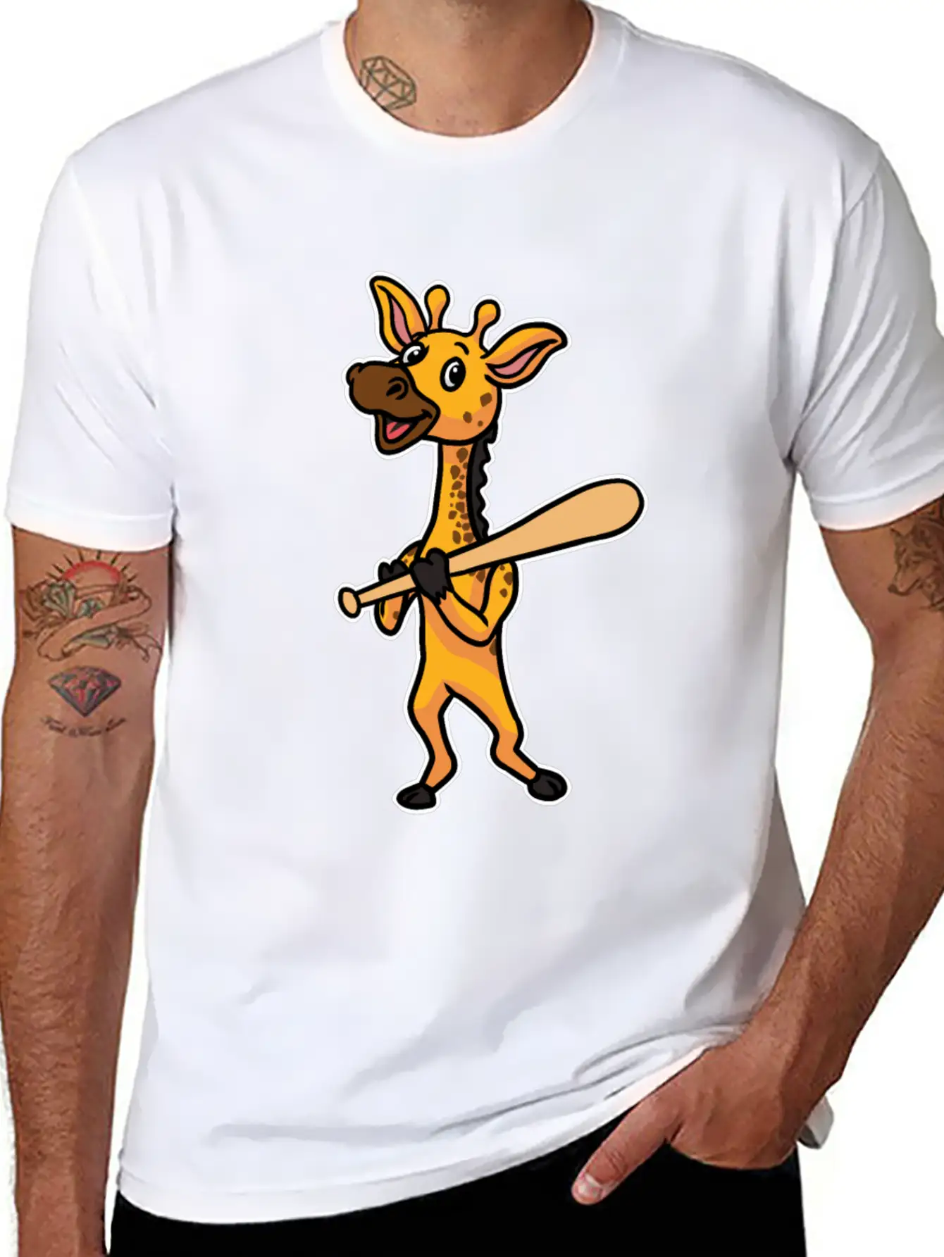 Giraffe Baseball Sport Zoo Active Fitness Stylish Everyday T-Shirt – Unisex Basic Cotton Tee