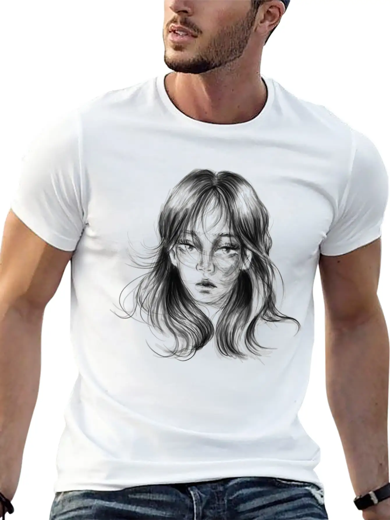 Girl Drawing Stylish Everyday T-Shirt – Unisex Basic Cotton Tee