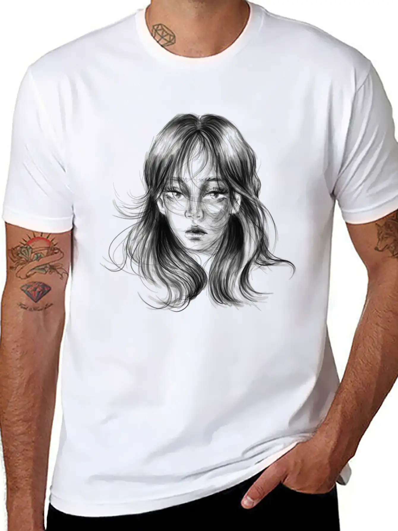 Girl Drawing Stylish Everyday T-Shirt – Unisex Basic Cotton Tee