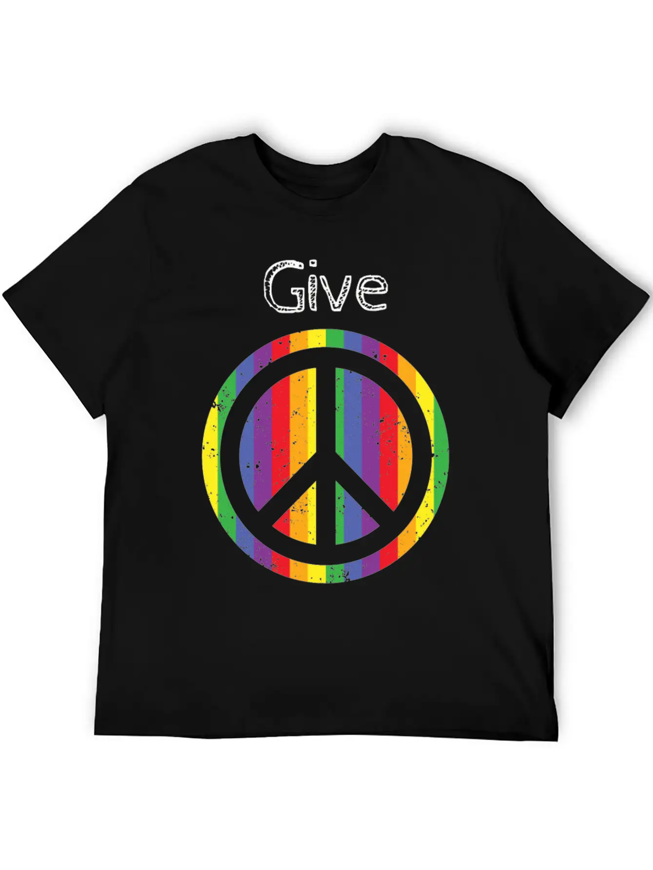 Give Peace A Chance Rainbow Peace Sign Hippie Stylish Everyday T-Shirt – Unisex Basic Cotton Tee