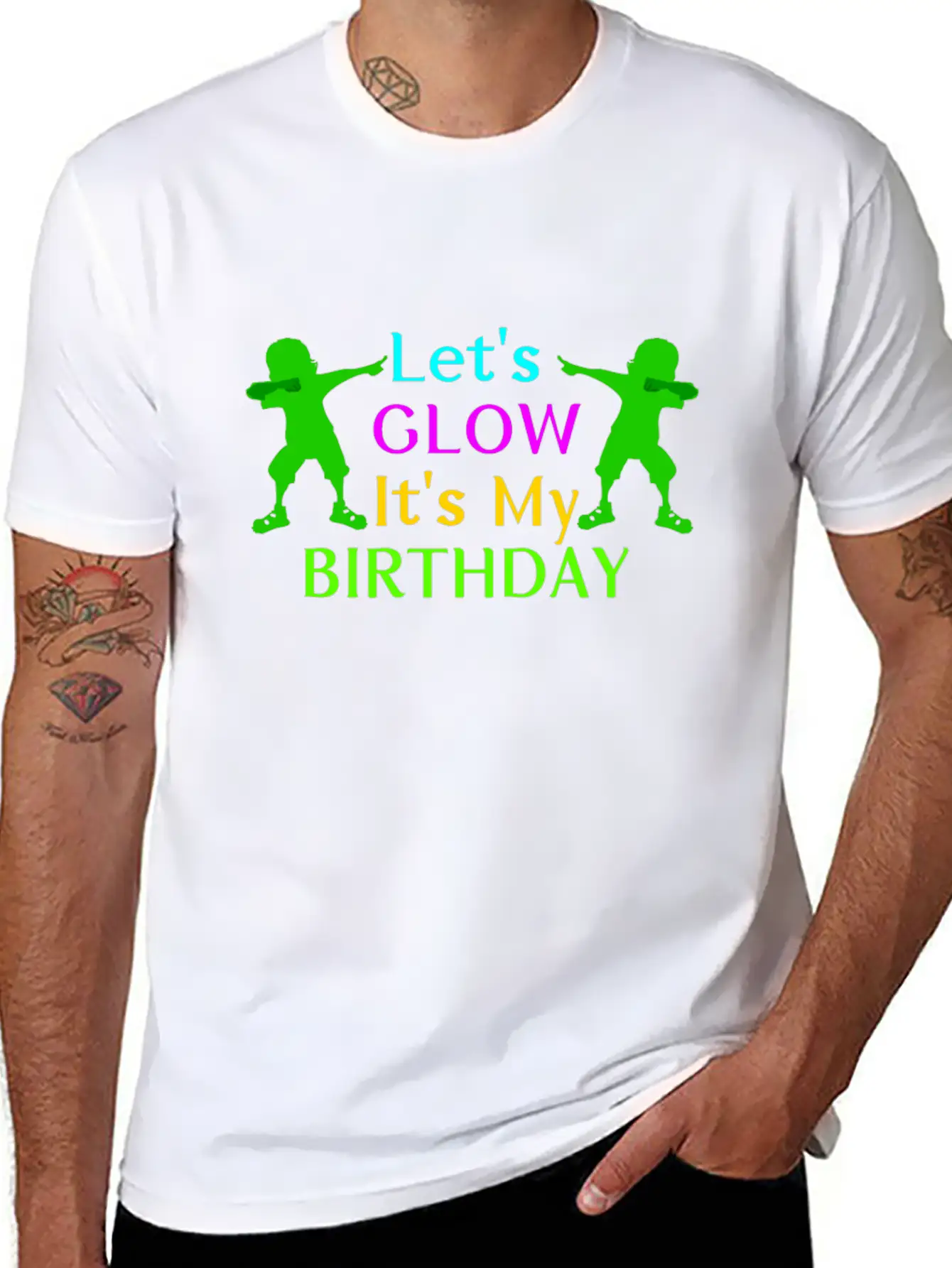 Glow Birthday Party Let's Glow Basic Graphic T-Shirt – Daily Comfort In Soft Cotton