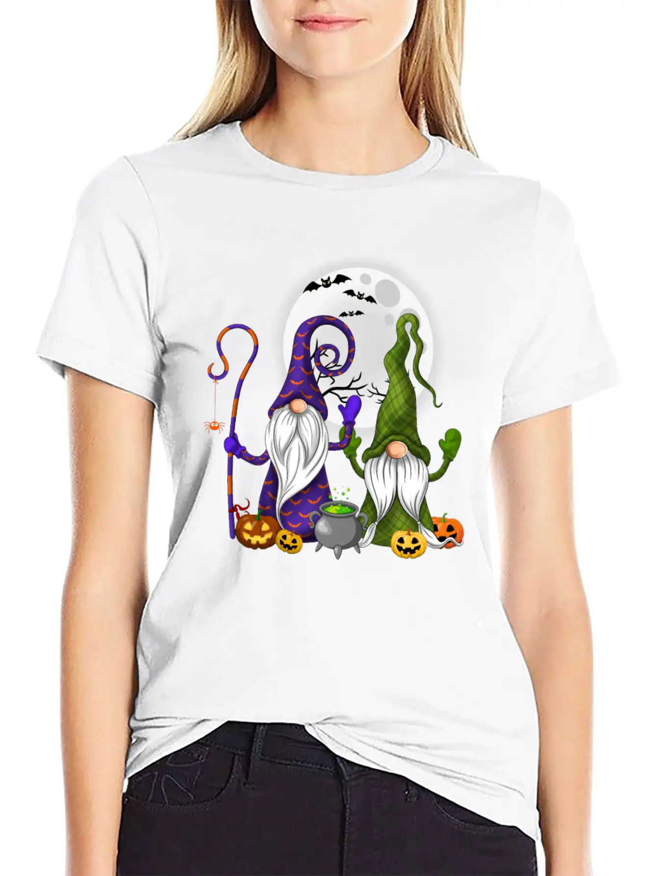 Gnome Witch Halloween Pumpkin Autumn Fall Holiday Stylish Everyday T-Shirt – Unisex Basic Cotton Tee