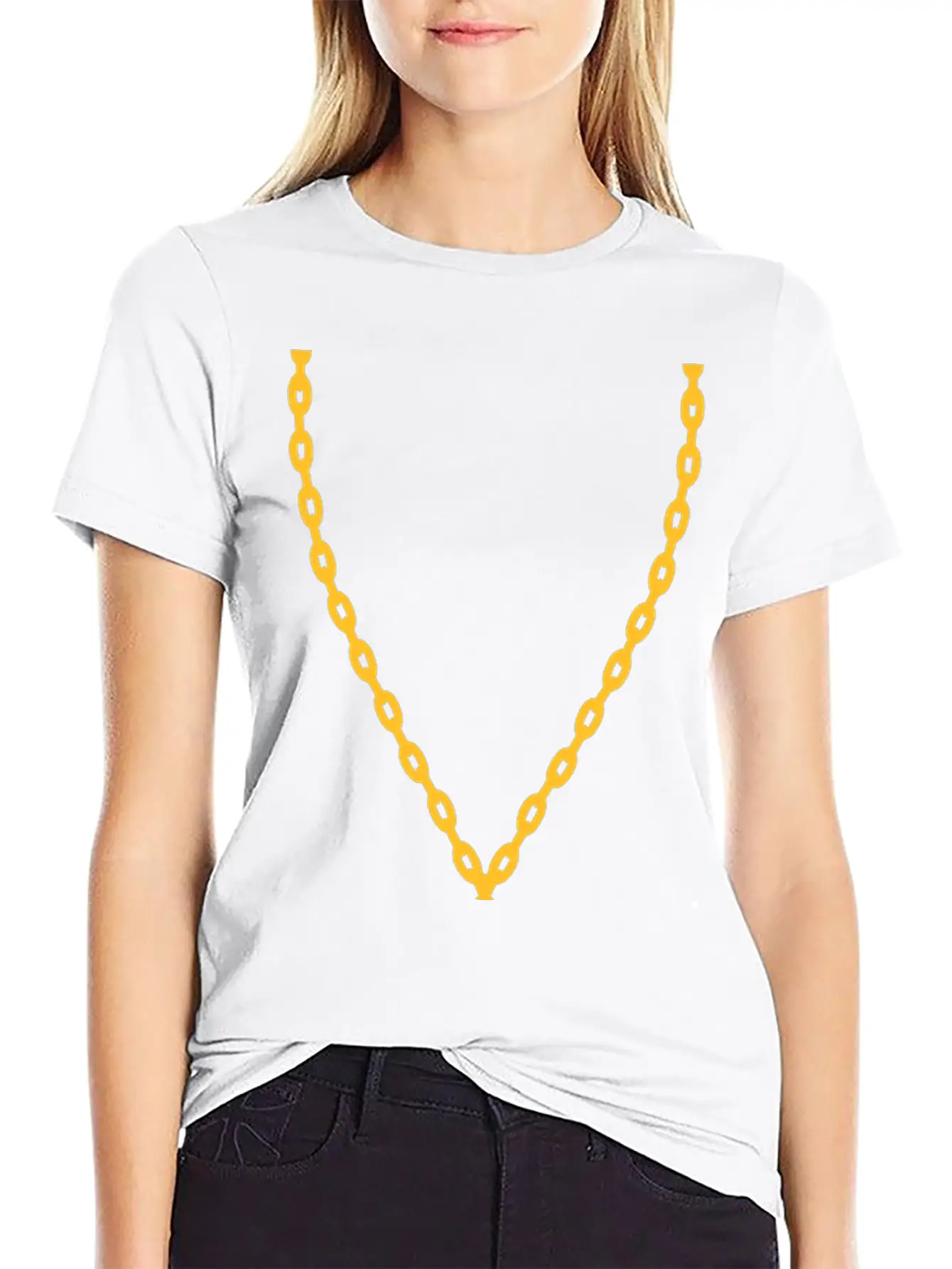 Gold Necklace Guitarist Guitar Stylish Everyday T-Shirt – Unisex Basic Cotton Tee