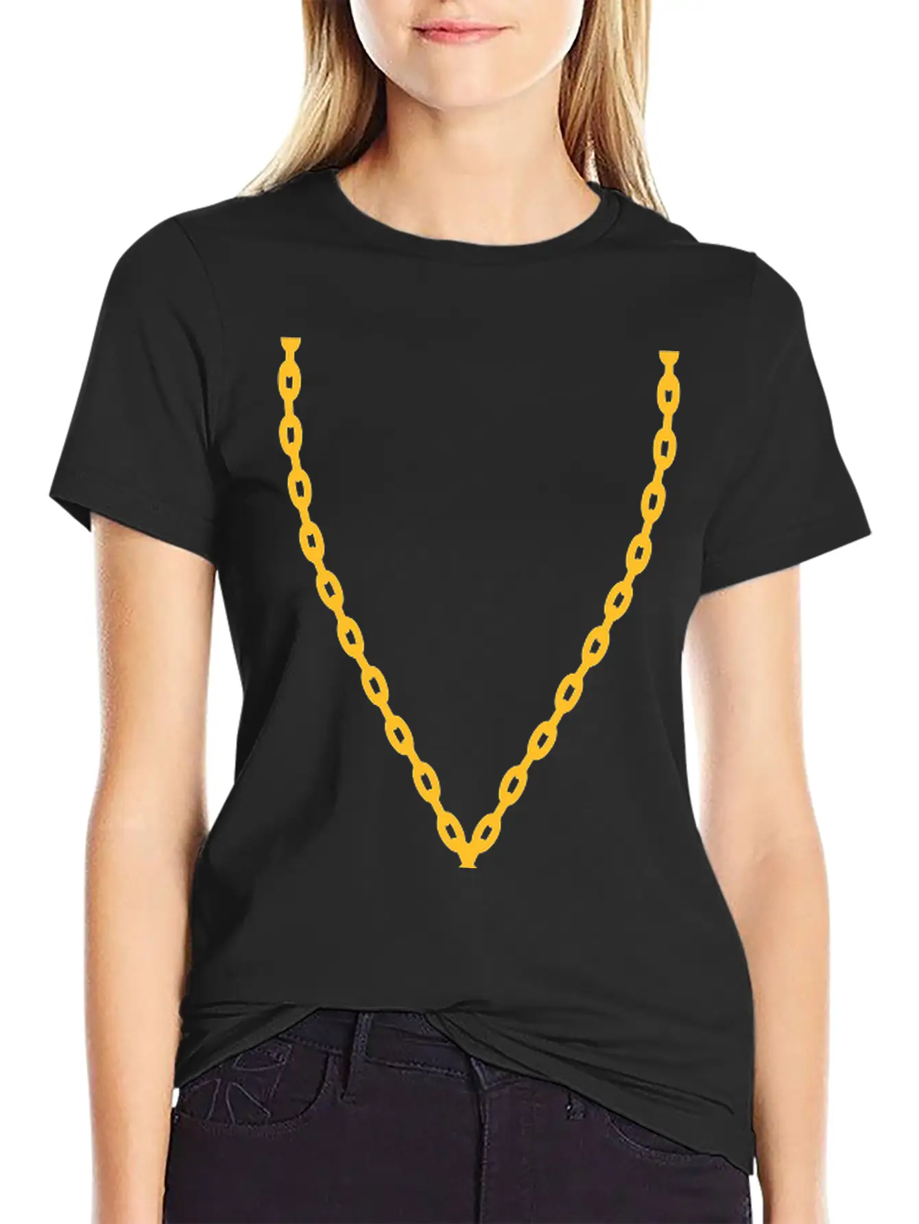 Gold Necklace Guitarist Guitar Stylish Everyday T-Shirt – Unisex Basic Cotton Tee