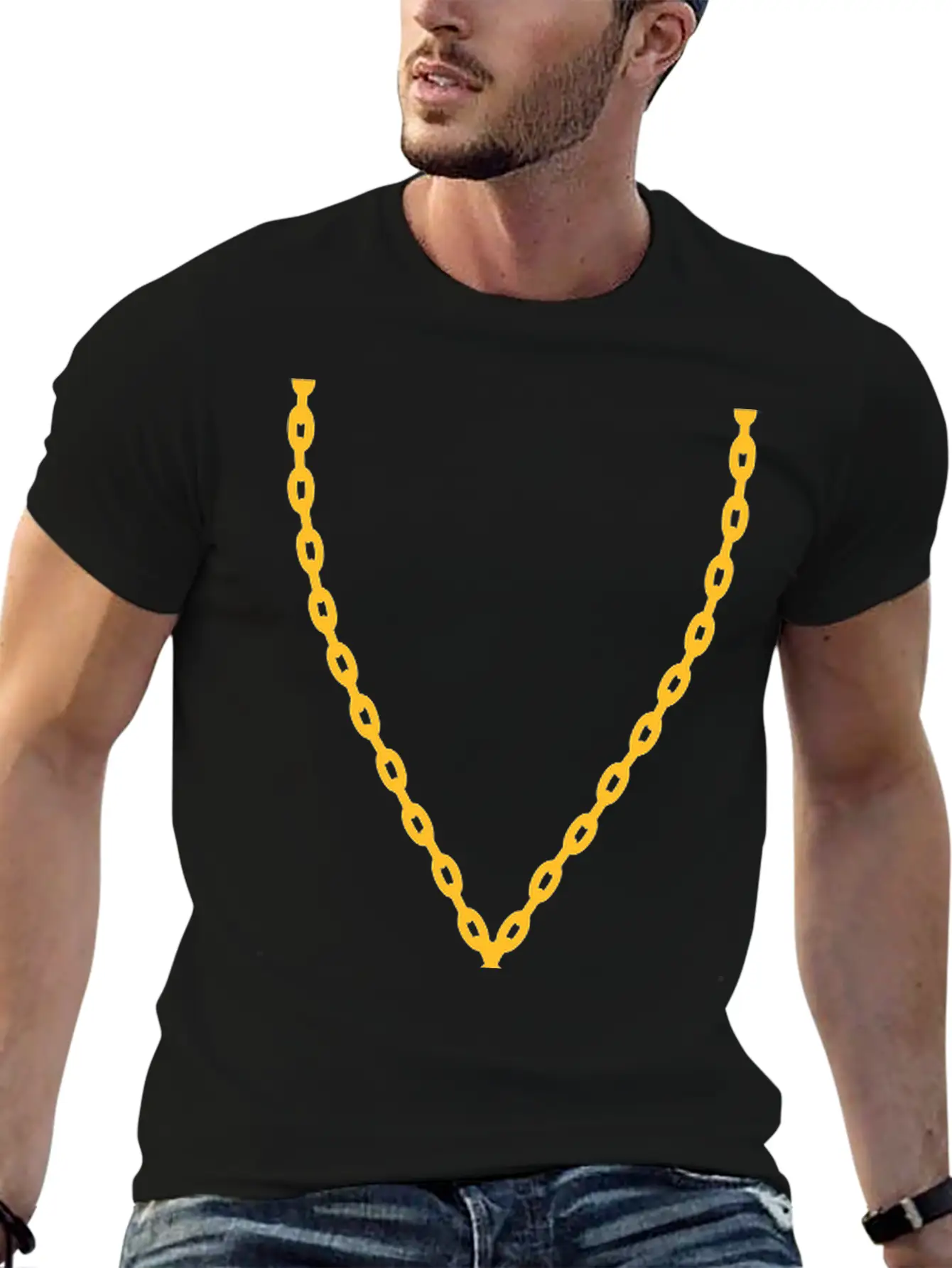 Gold Necklace Guitarist Guitar Stylish Everyday T-Shirt – Unisex Basic Cotton Tee