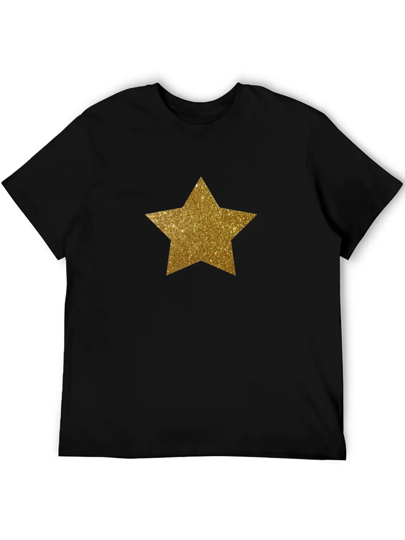 Gold Star Glitter Design Stylish Everyday T-Shirt – Unisex Basic Cotton Tee
