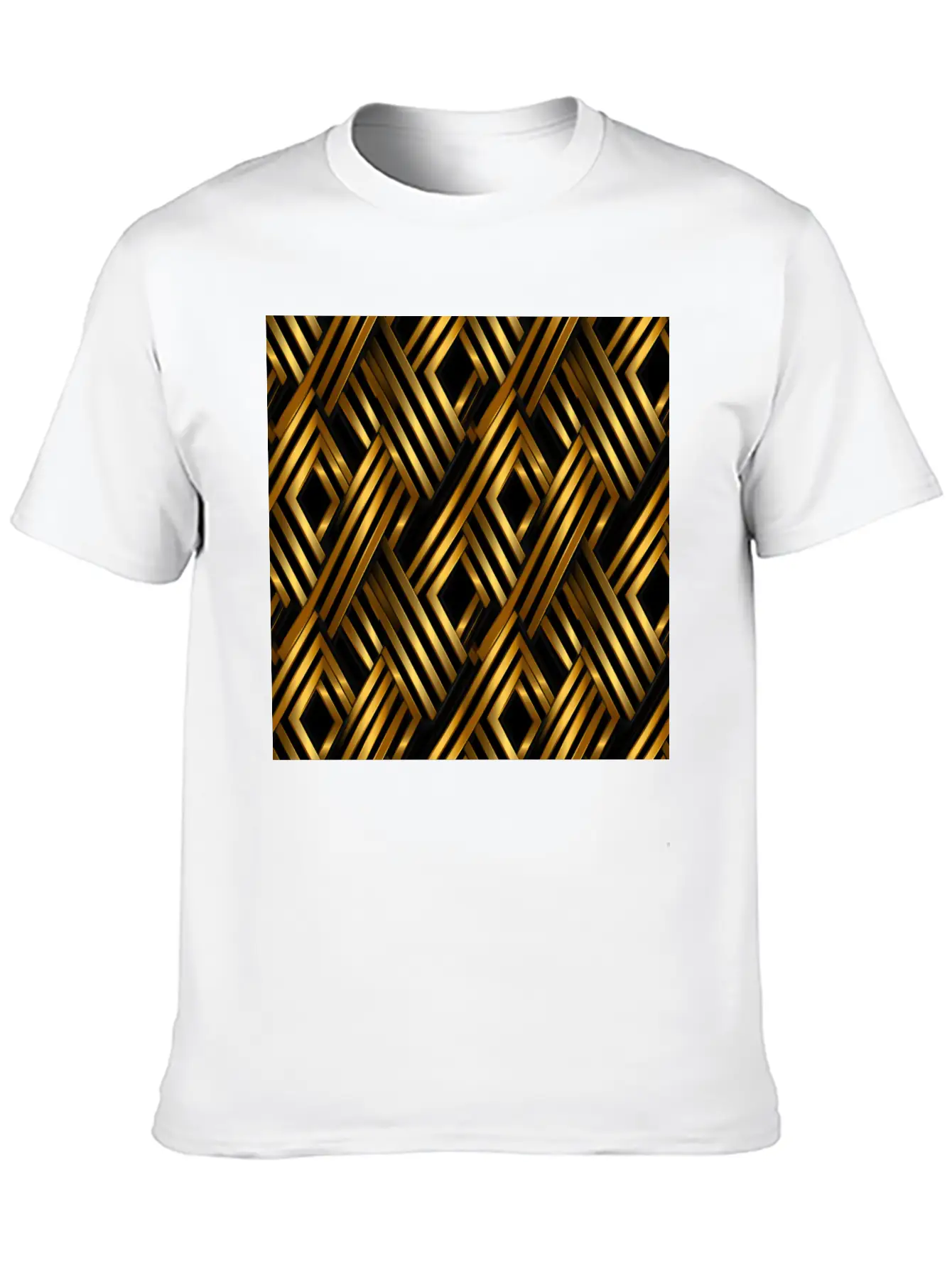 Golden Lattice: Luxurious Linearity In Gold Simple Everyday Graphic Tee – Lightweight Summer Wear