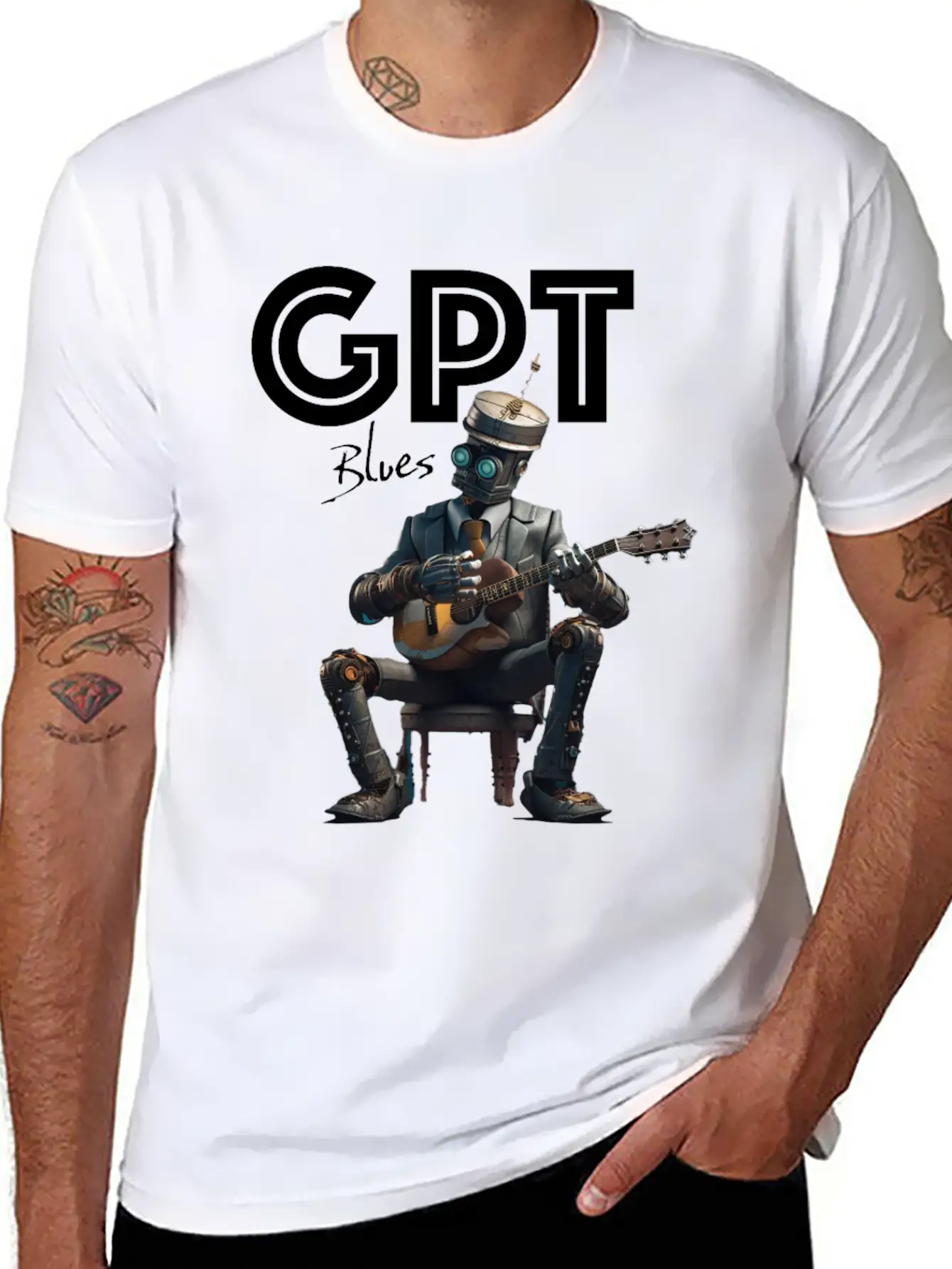 GPT Blues Classic Crew Neck Graphic Tee – Everyday Minimal Look