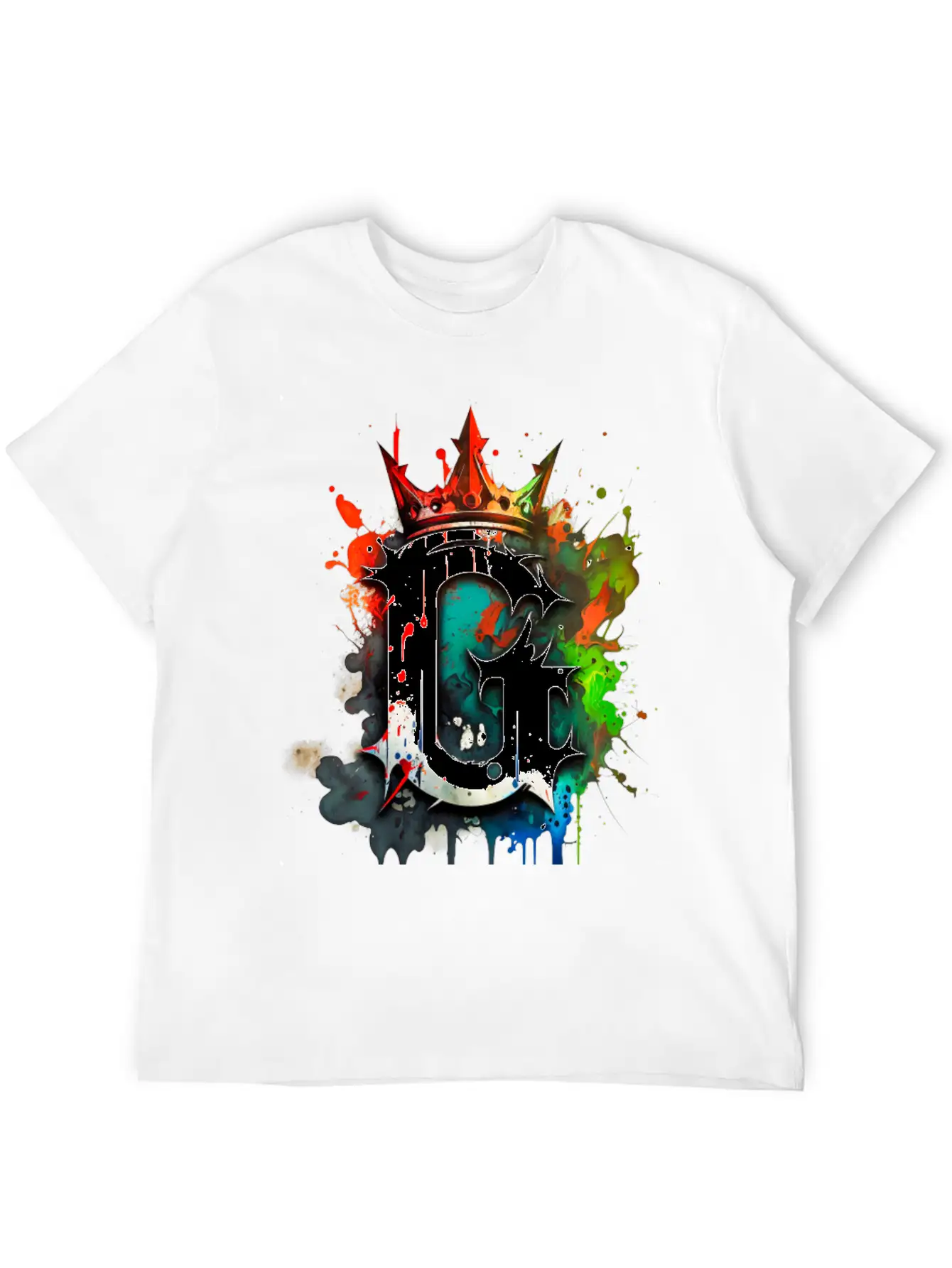 Graffiti Initial Letter "G" With 👑 Classic Crew Neck Graphic Tee – Everyday Minimal Look
