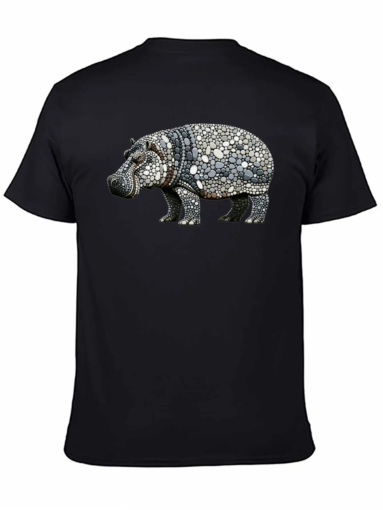 Grayscale Pebble Hippopotamus Stylish Everyday T-Shirt – Unisex Basic Cotton Tee
