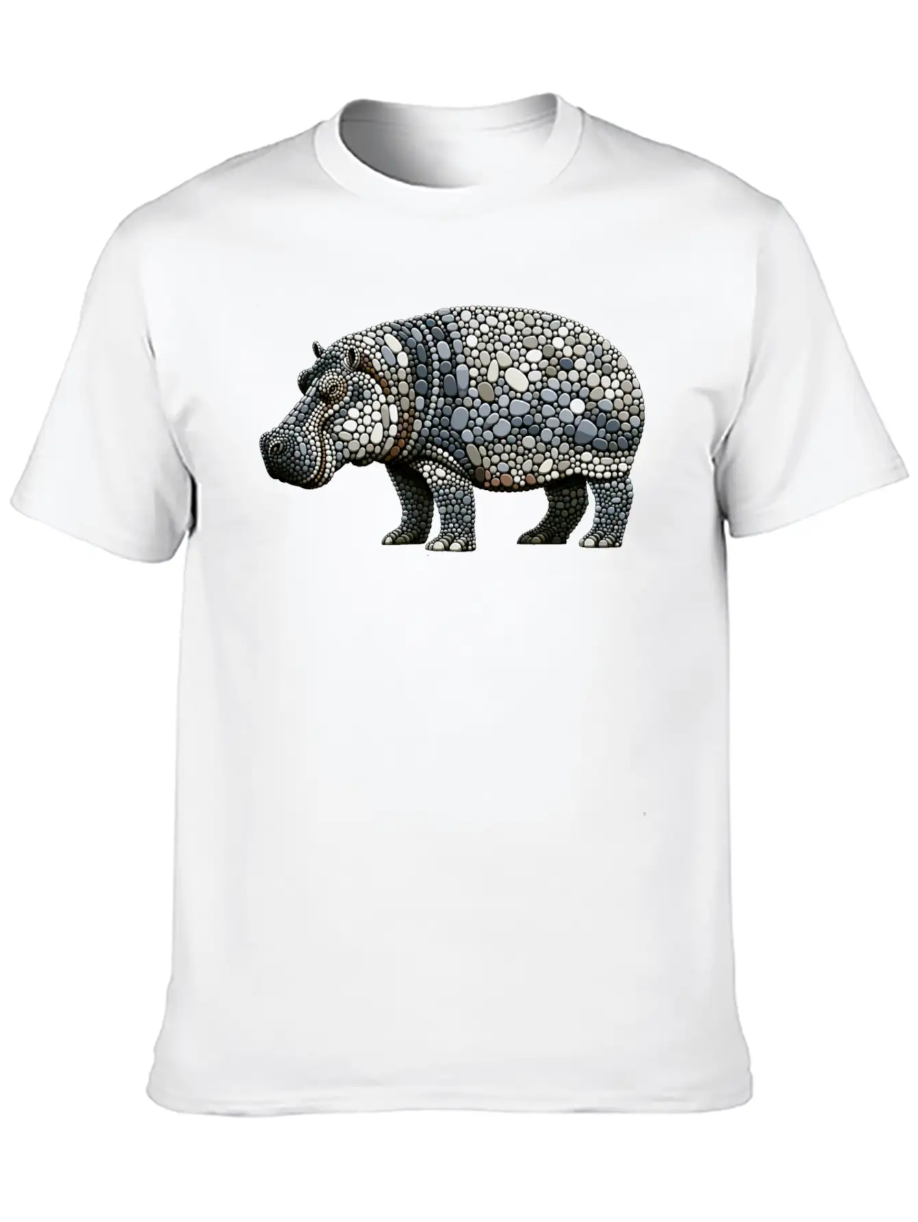 Grayscale Pebble Hippopotamus Stylish Everyday T-Shirt – Unisex Basic Cotton Tee