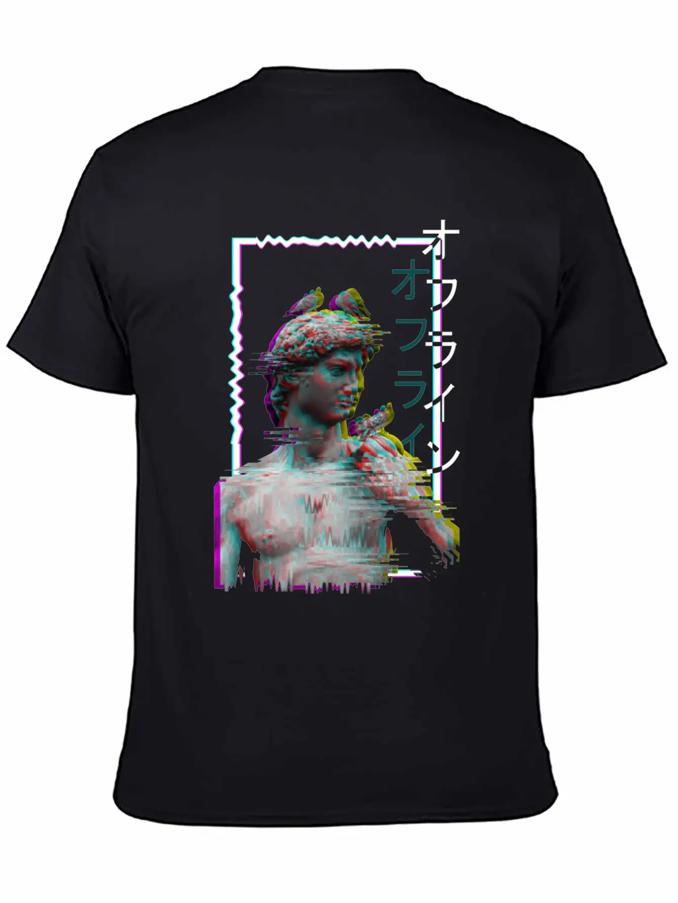 Greek Statue Ancient Vaporwave Synthwave Glitch Basic Graphic T-Shirt – Daily Comfort In Soft Cotton
