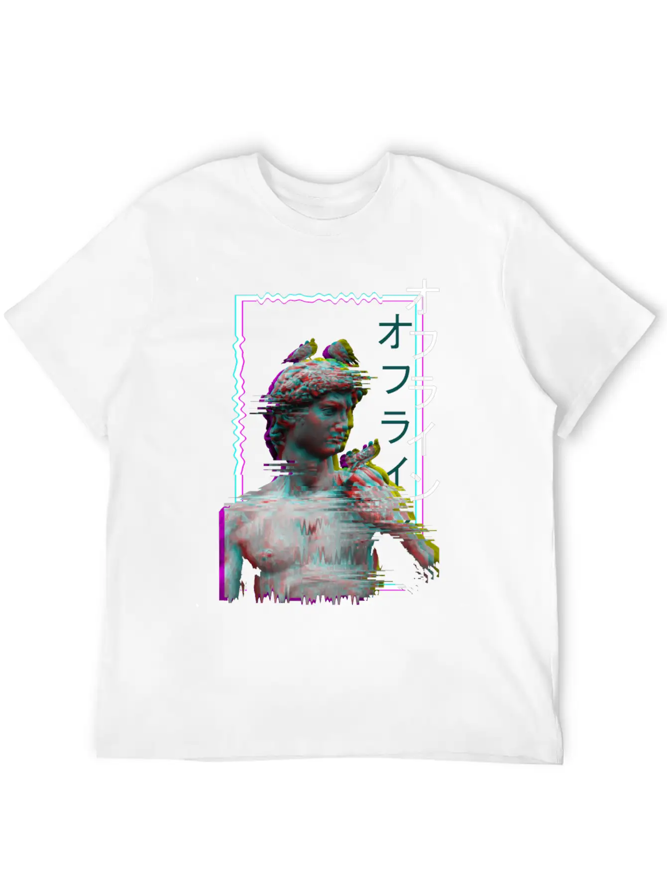 Greek Statue Ancient Vaporwave Synthwave Glitch Basic Graphic T-Shirt – Daily Comfort In Soft Cotton