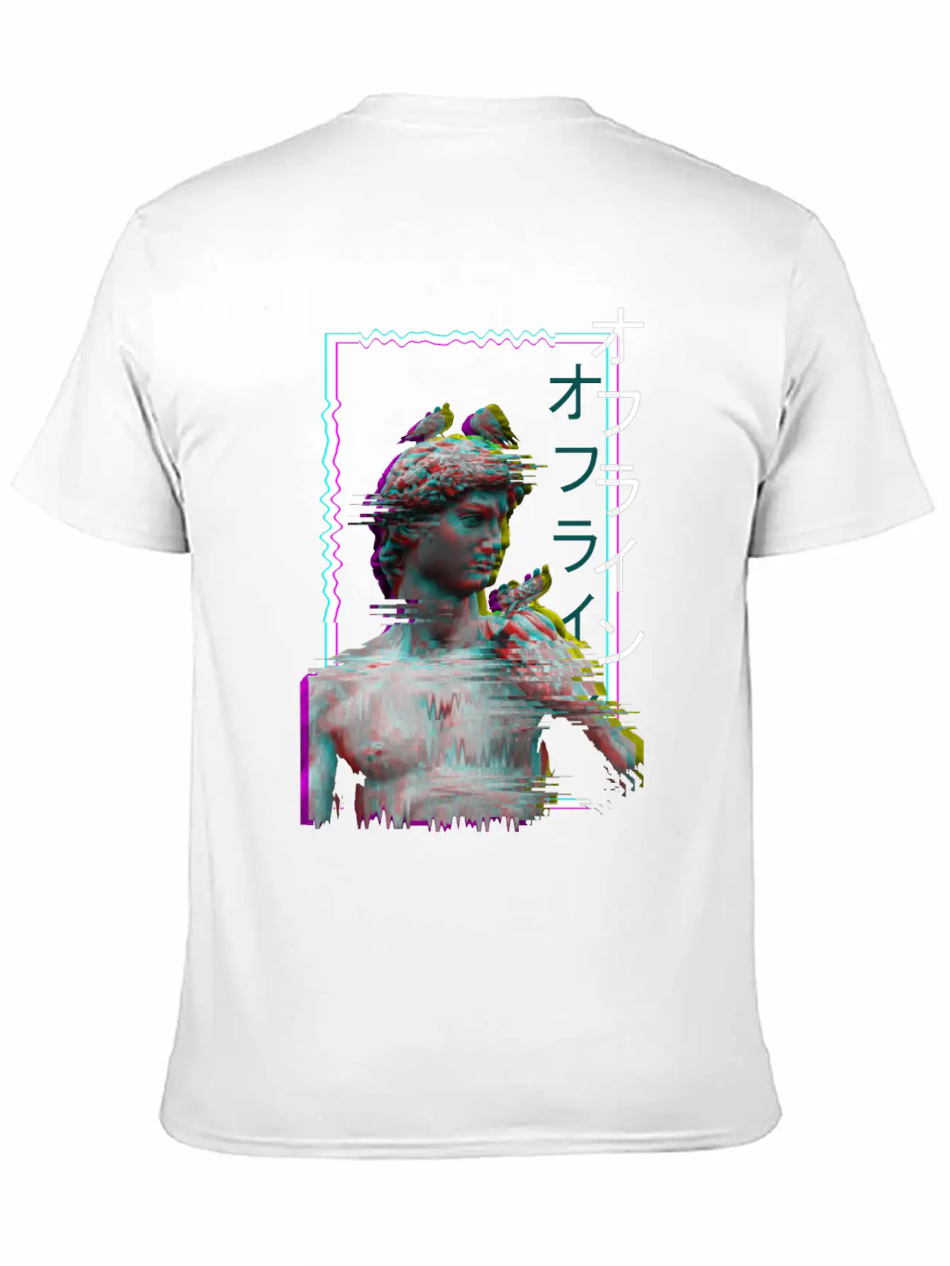 Greek Statue Ancient Vaporwave Synthwave Glitch Basic Graphic T-Shirt – Daily Comfort In Soft Cotton