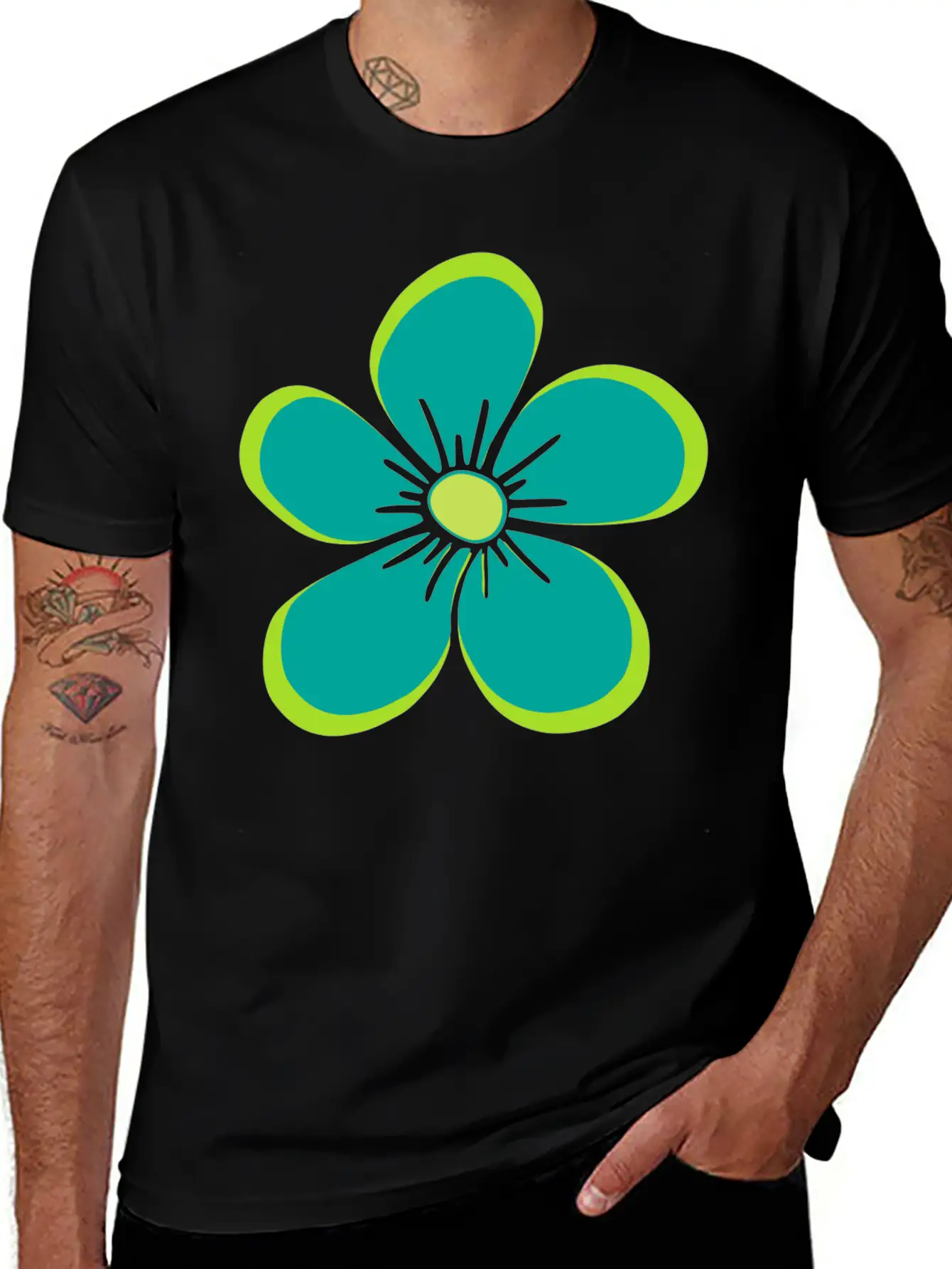 Green Blooming Flower, Flowery, Floral Pattern Classic Cotton Tee – Unisex Comfort For Any Season