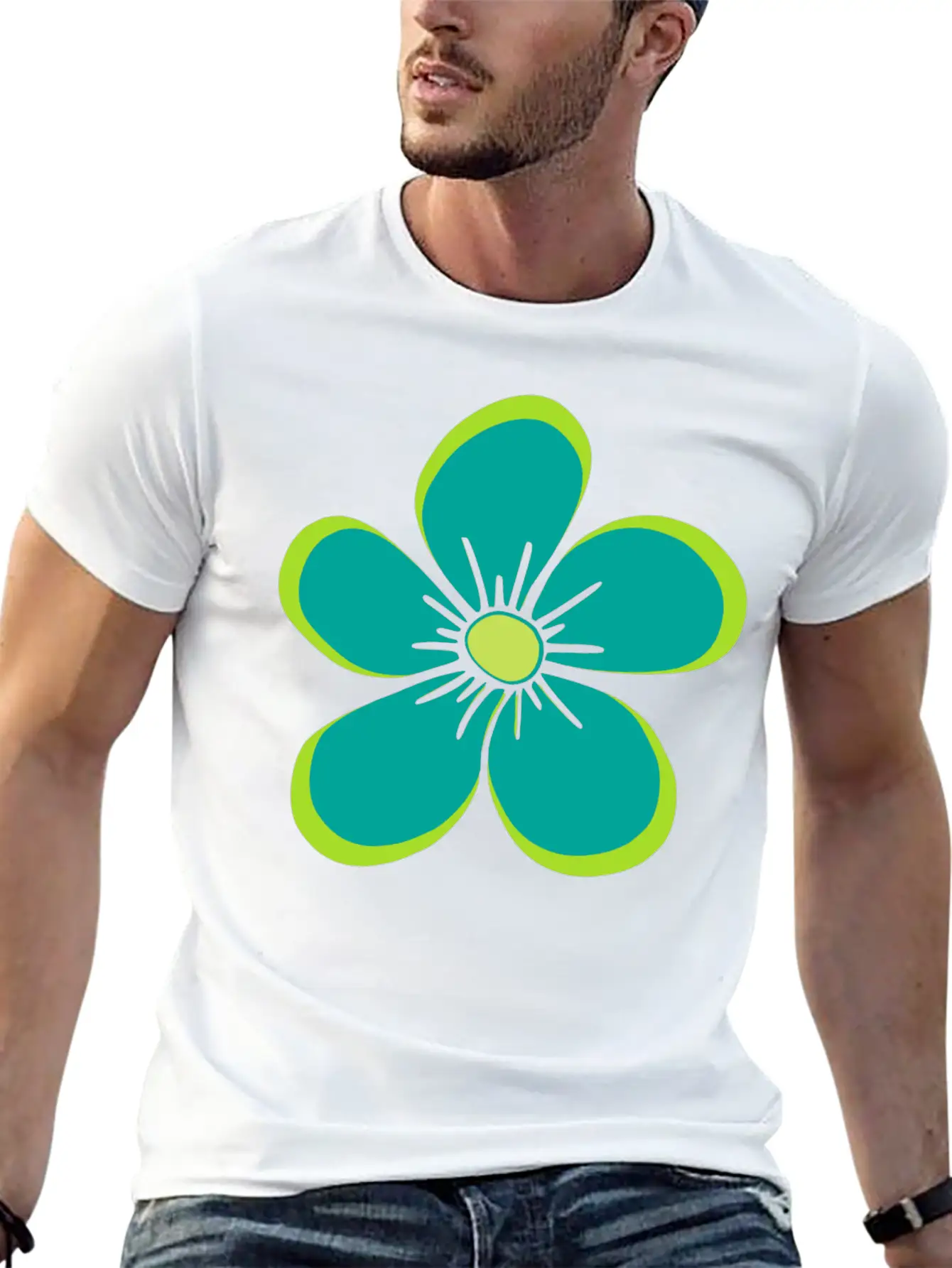 Green Blooming Flower, Flowery, Floral Pattern Classic Cotton Tee – Unisex Comfort For Any Season