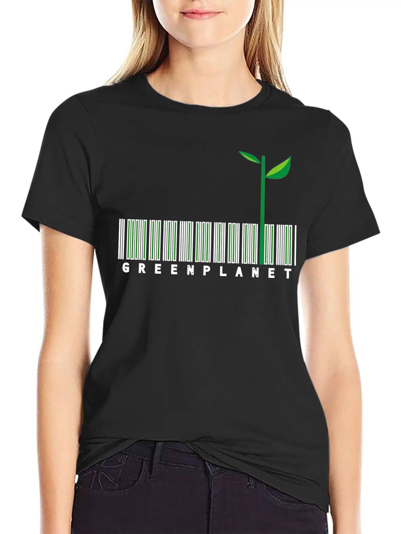 Green Planet Bar Code White Stylish Everyday T-Shirt – Unisex Basic Cotton Tee
