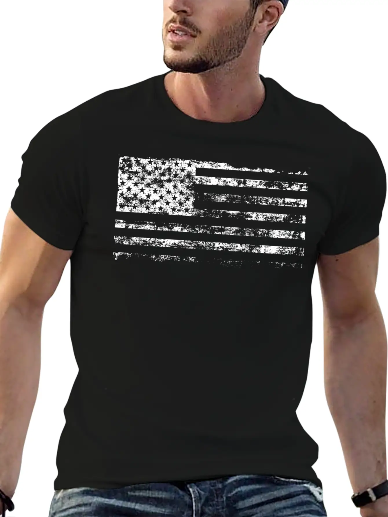 Grunge Flag Of Usa Basic Graphic T-Shirt – Daily Comfort In Soft Cotton