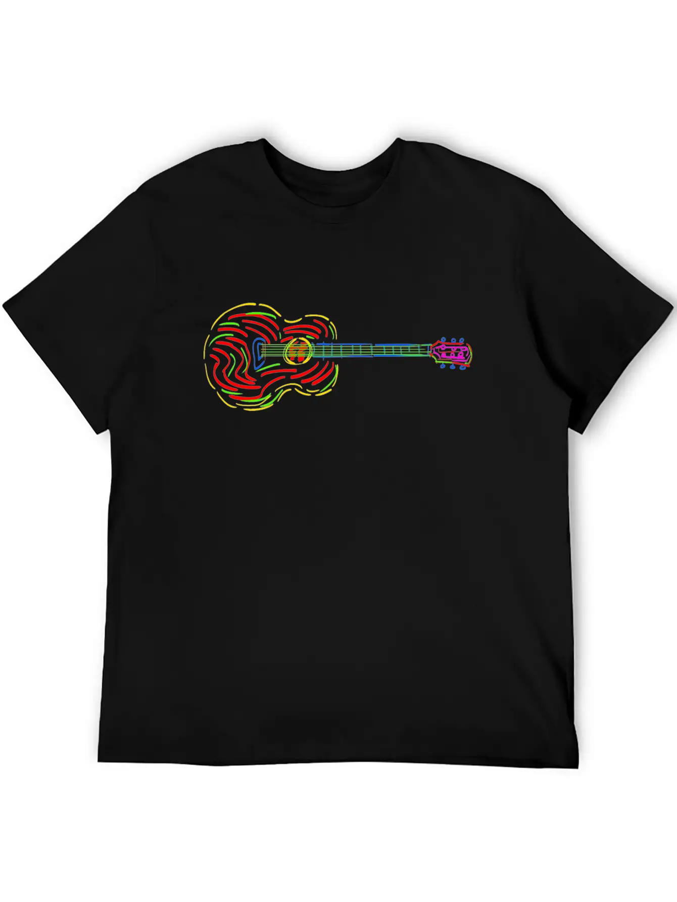 Guitar - Line Art Design Stylish Everyday T-Shirt – Unisex Basic Cotton Tee