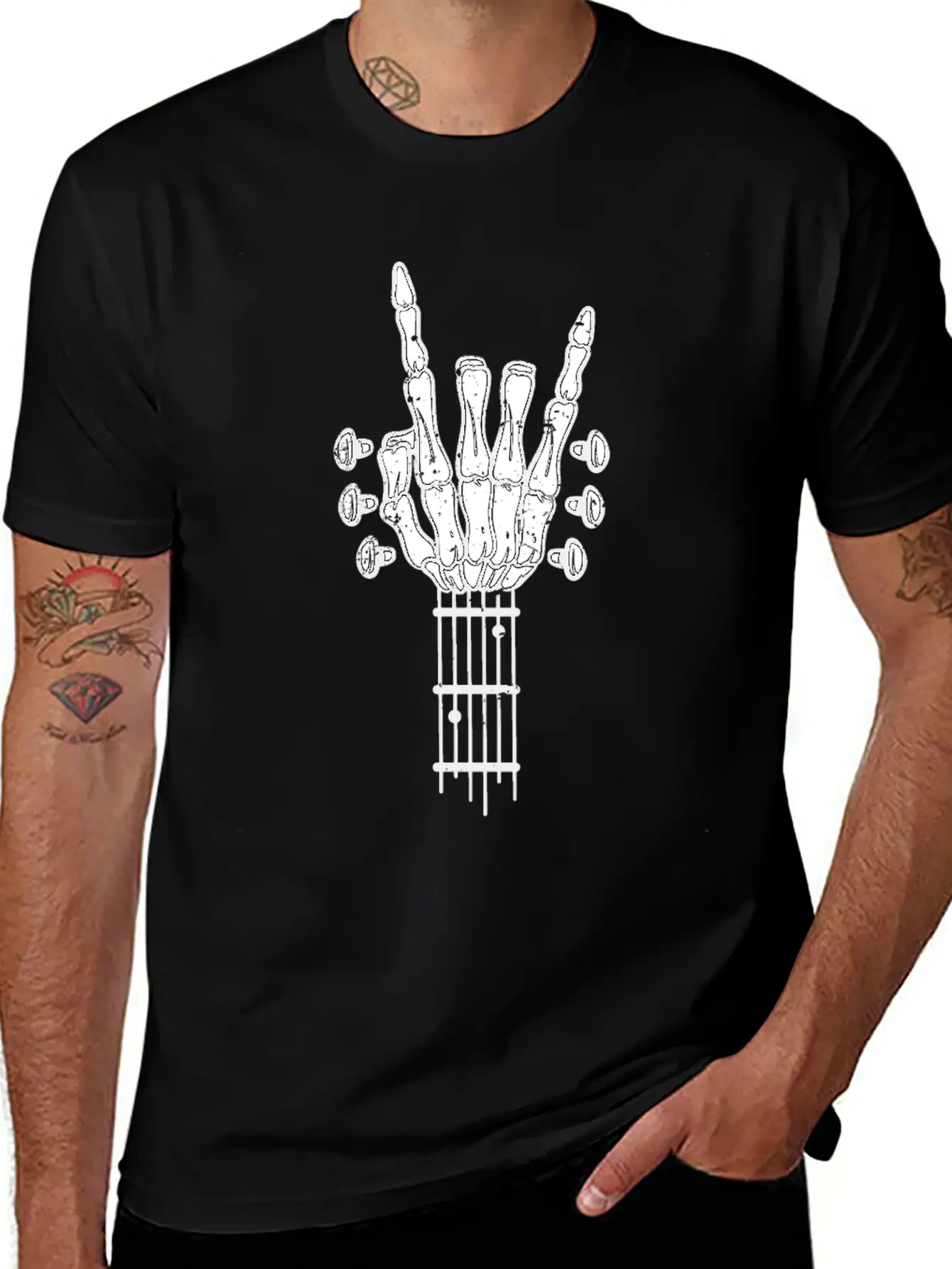 Guitar Skeleton Rock Guitarist Basic Graphic T-Shirt – Daily Comfort In Soft Cotton