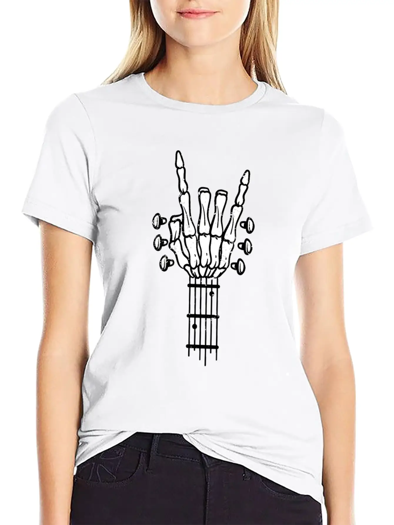 Guitar Skeleton Rock Guitarist Basic Graphic T-Shirt – Daily Comfort In Soft Cotton