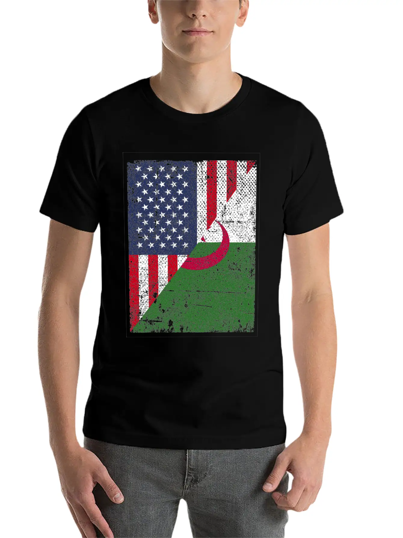 Half USA Flag Half Albania Flag Classic Cotton Tee – Unisex Comfort For Any Season