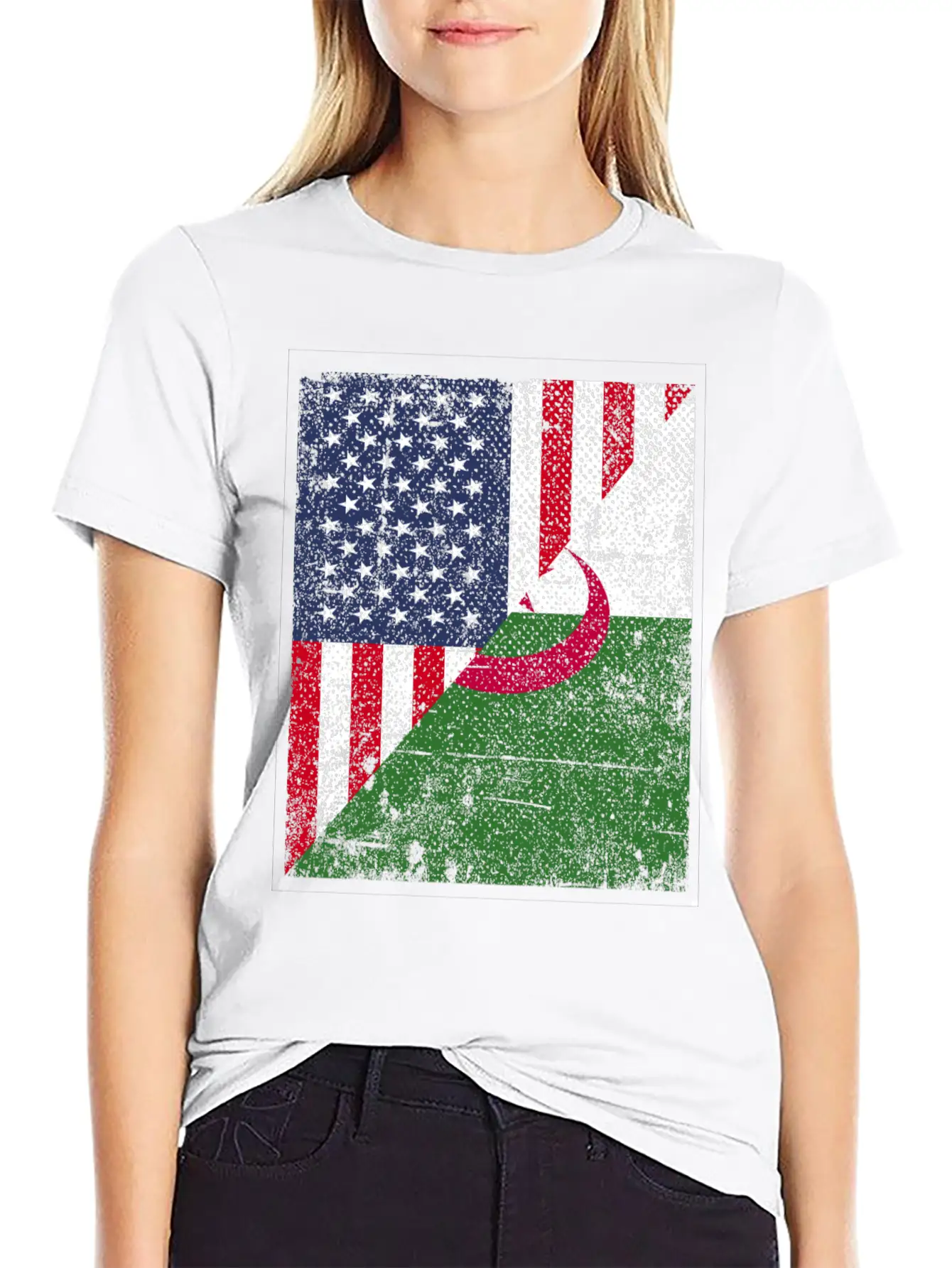 Half USA Flag Half Albania Flag Classic Cotton Tee – Unisex Comfort For Any Season