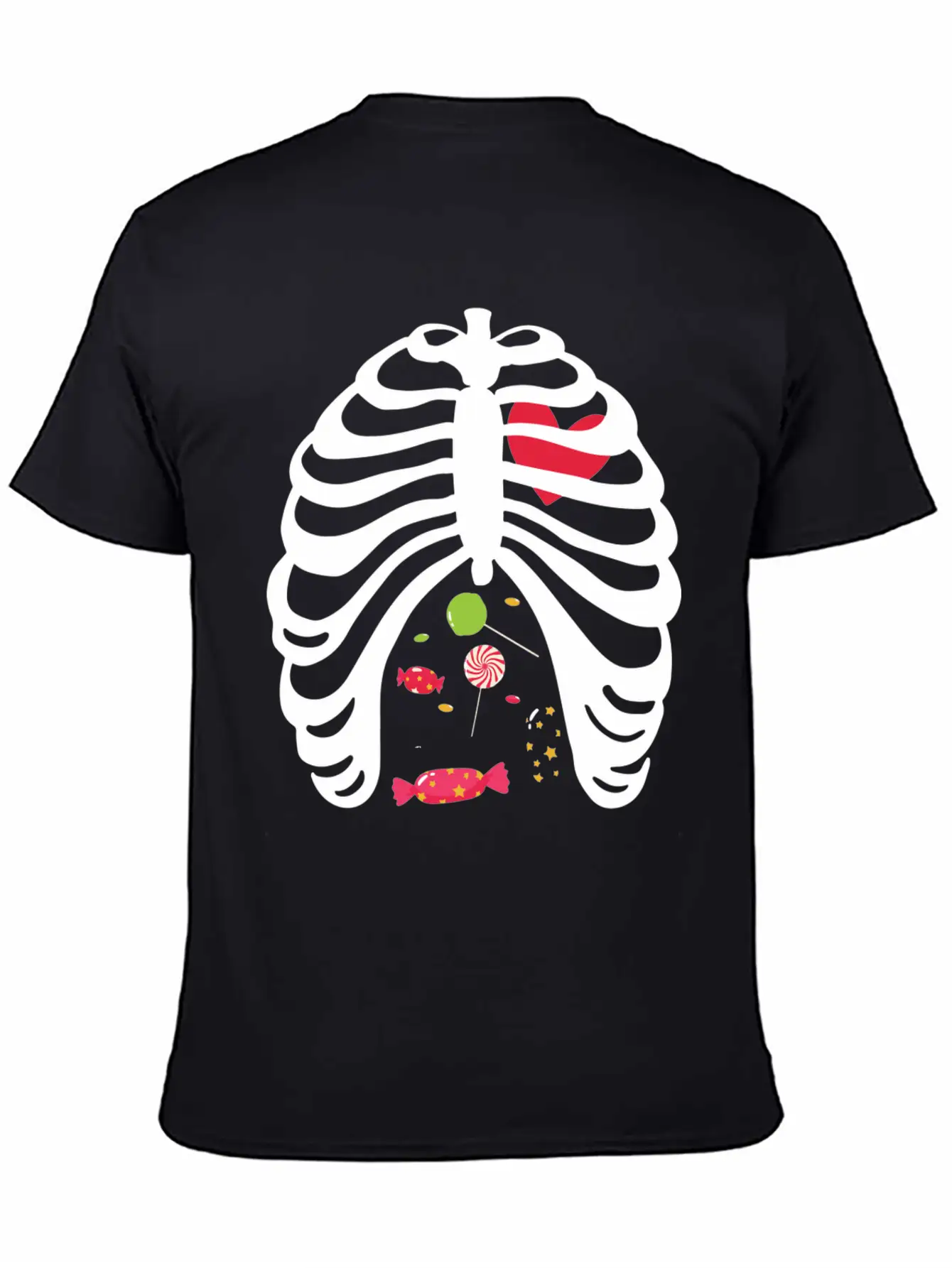 Halloween Candy Skeleton Rib Cage Stylish Everyday T-Shirt – Unisex Basic Cotton Tee