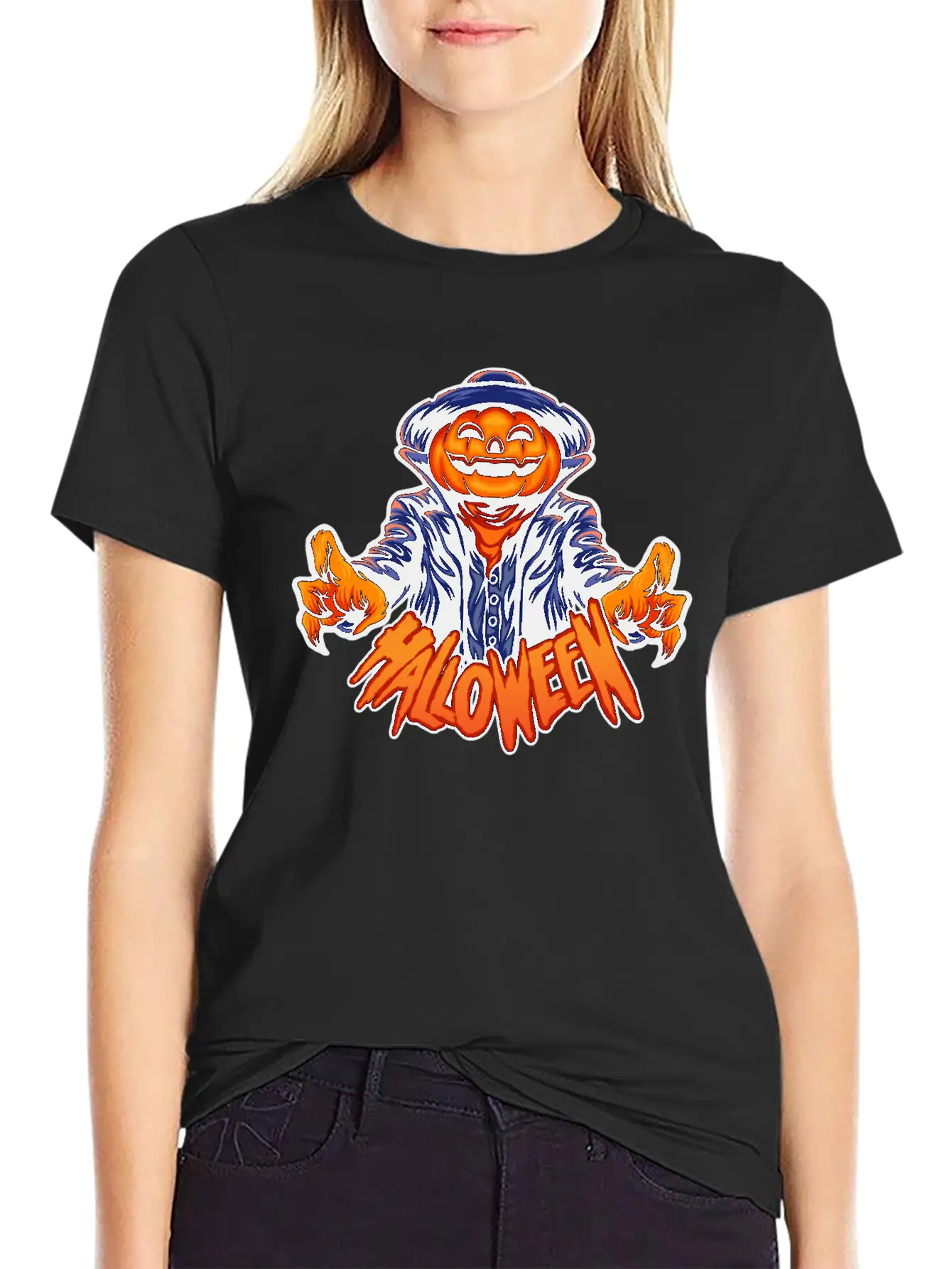 Halloween Character Jack O Lantern Stylish Everyday T-Shirt – Unisex Basic Cotton Tee