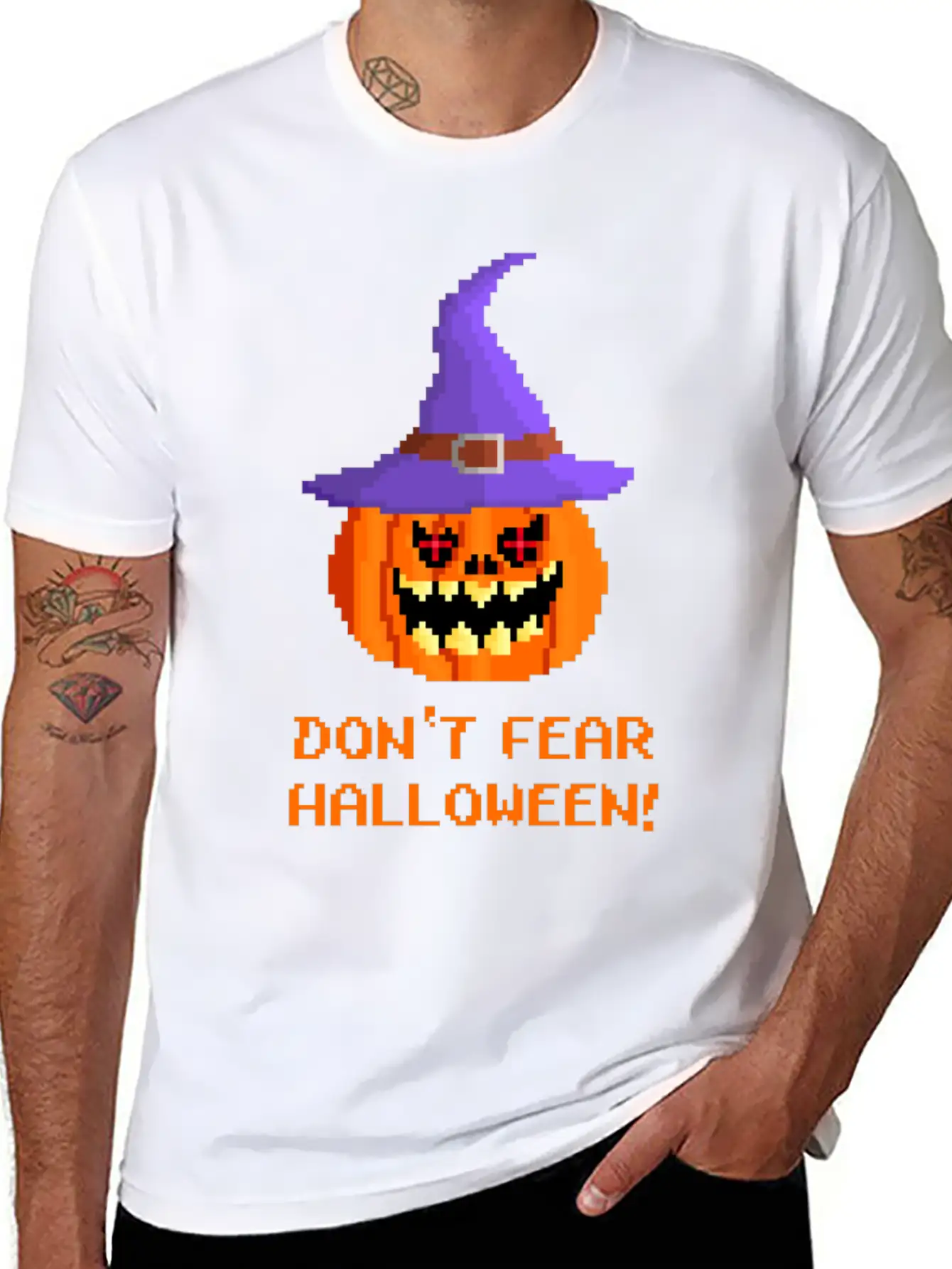 Halloween Pumpkin With Cap Simple Everyday Graphic Tee – Lightweight Summer Wear