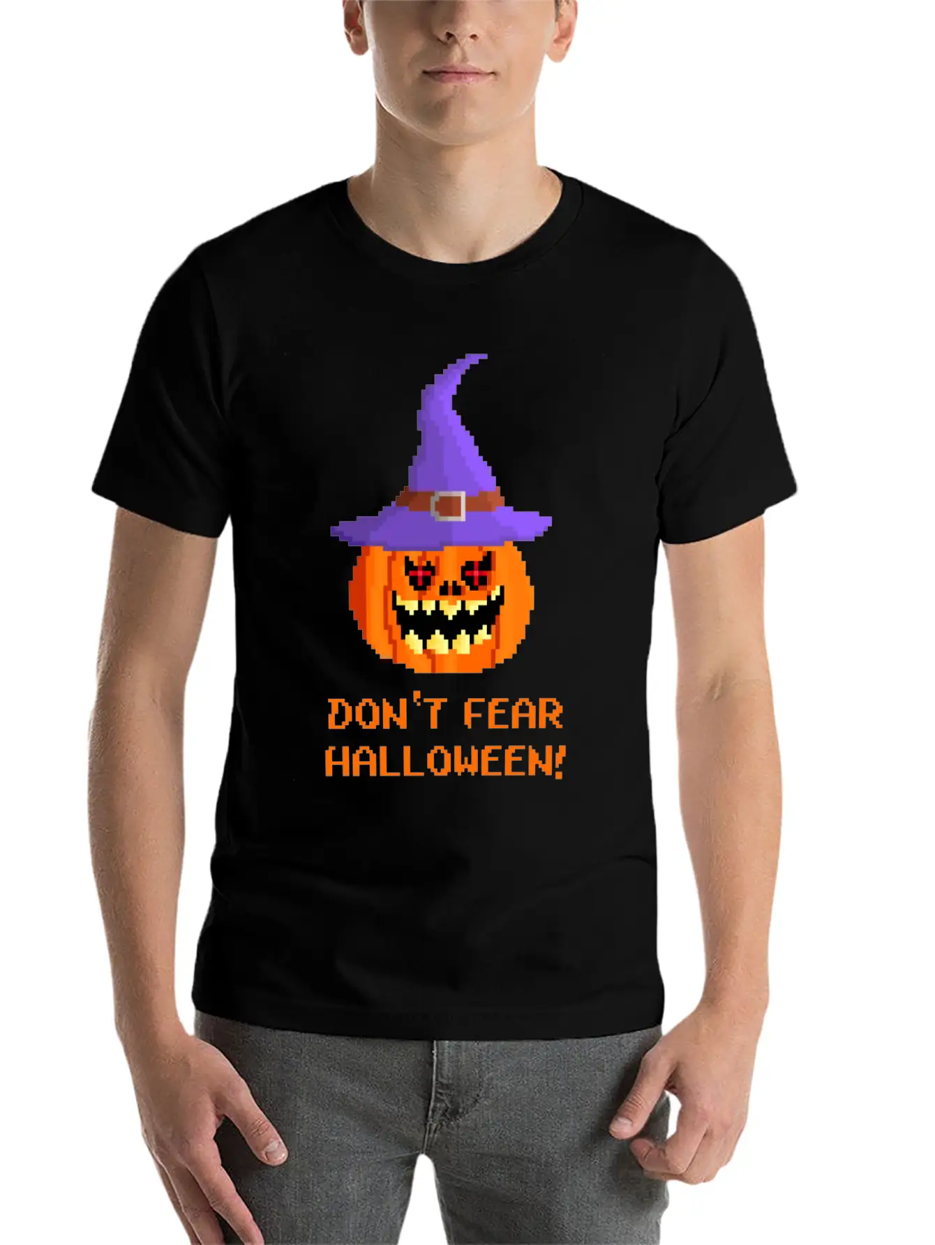 Halloween Pumpkin With Cap Simple Everyday Graphic Tee – Lightweight Summer Wear