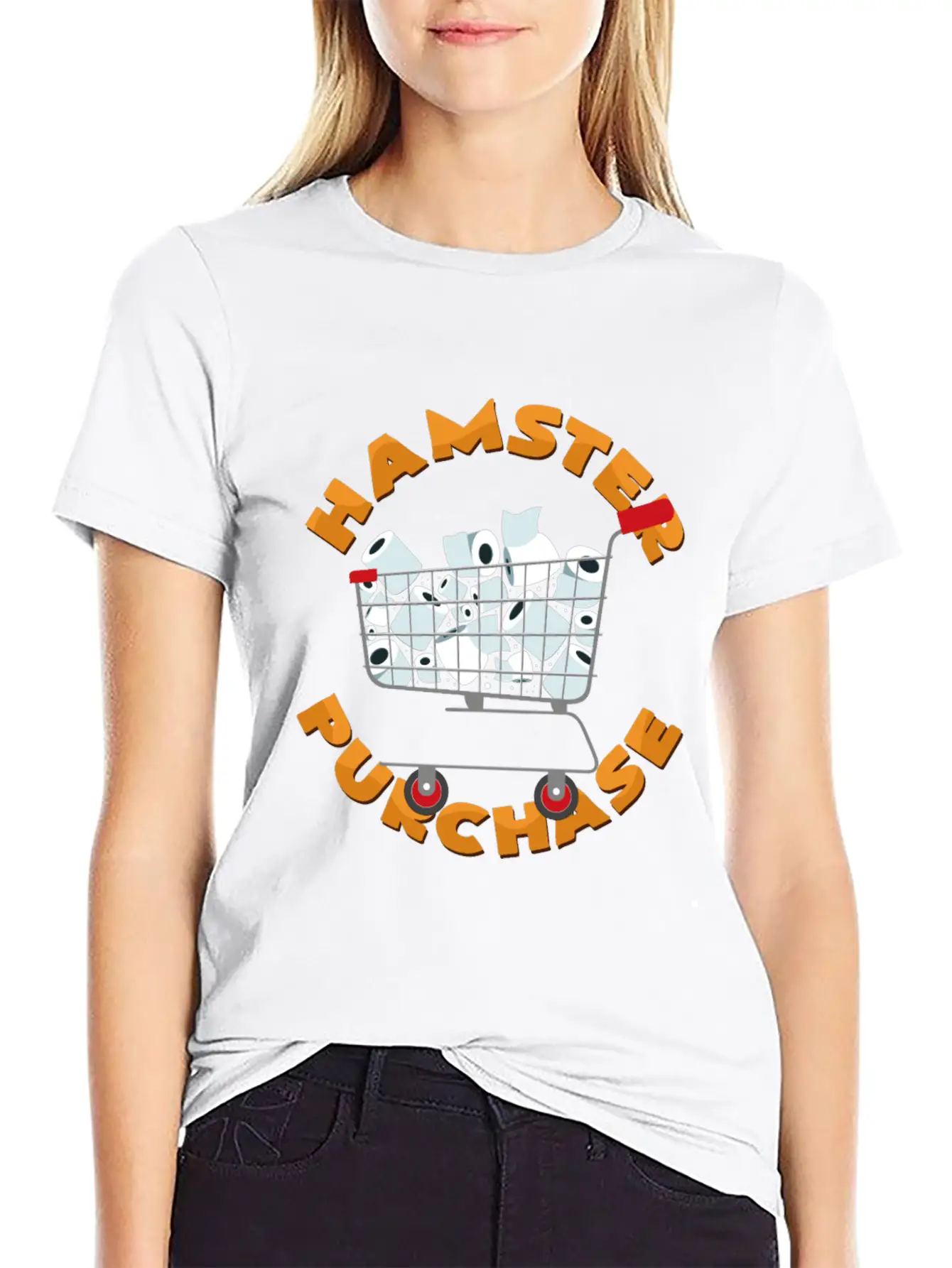 Hamster Purchases Toilet Paper Shopping Cart Funny Basic Graphic T-Shirt – Daily Comfort In Soft Cotton