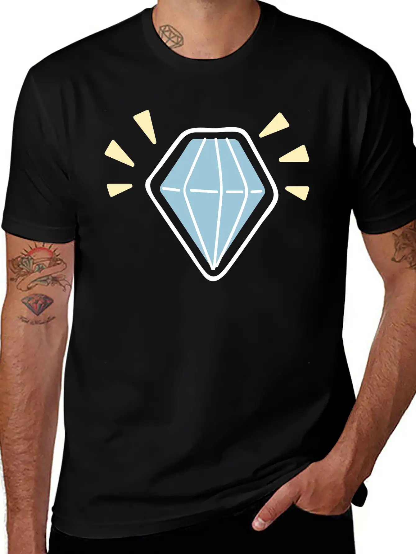 Hand Drawn Diamond Stylish Everyday T-Shirt – Unisex Basic Cotton Tee