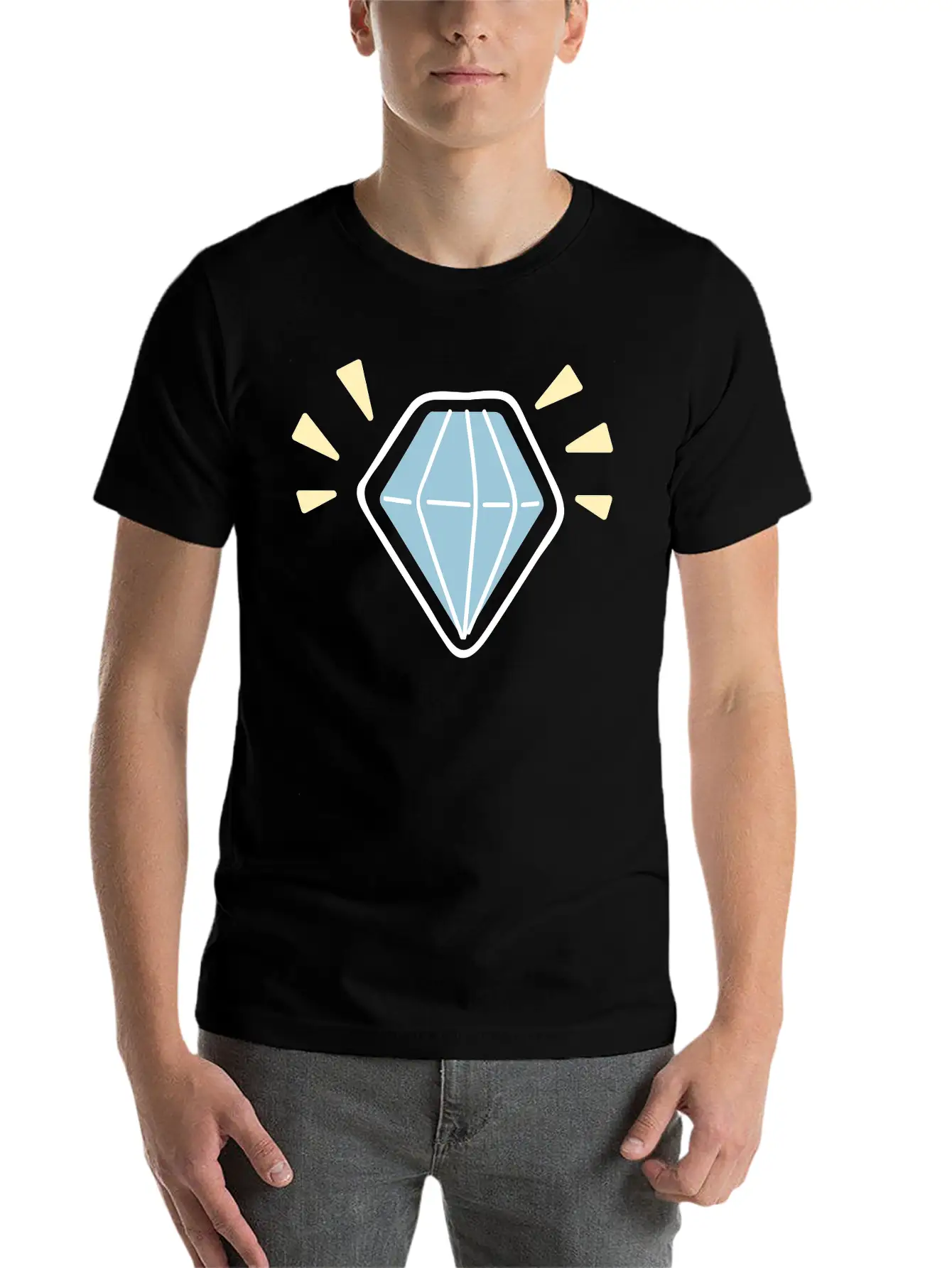 Hand Drawn Diamond Stylish Everyday T-Shirt – Unisex Basic Cotton Tee