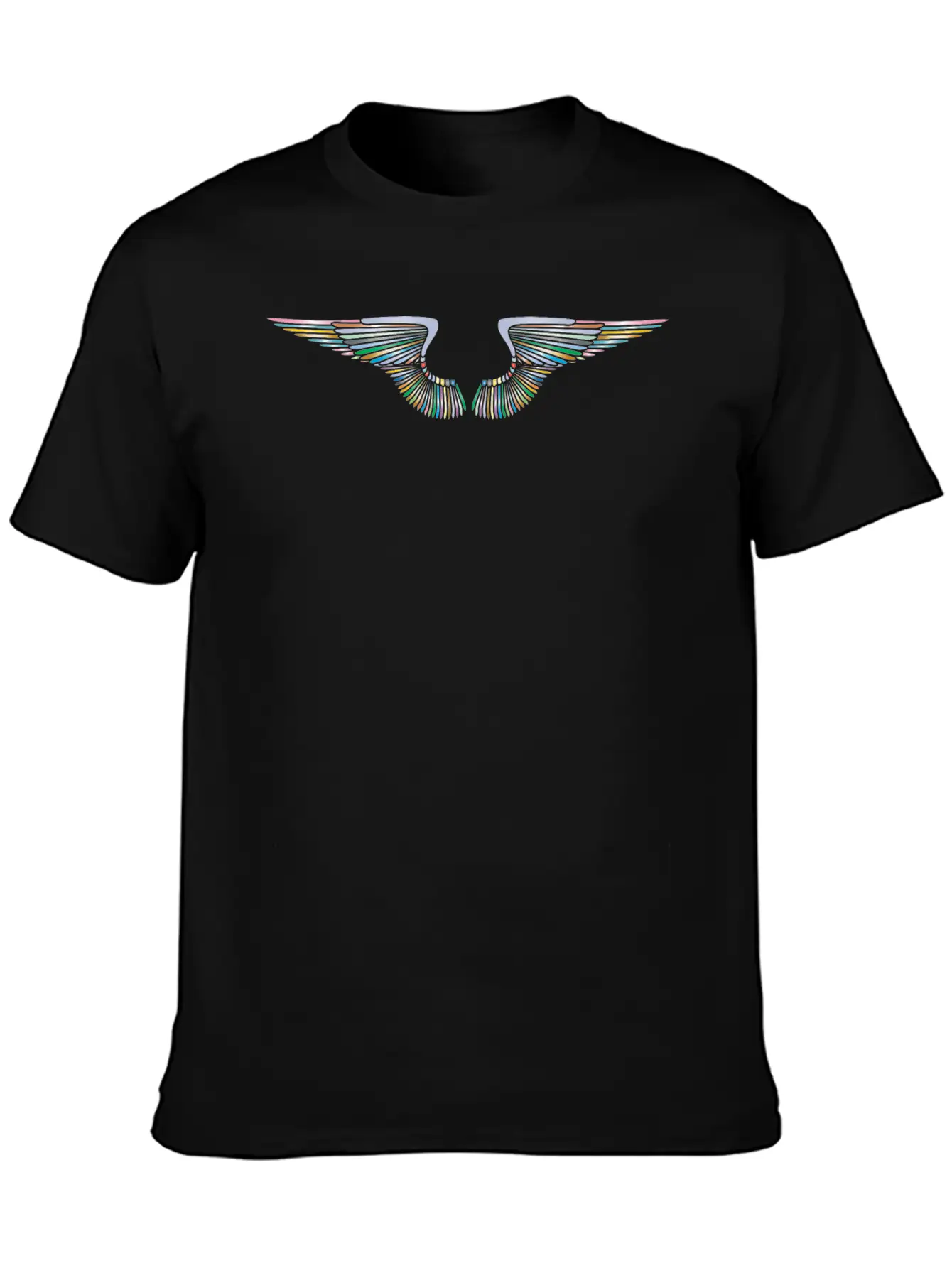 Hand Drawn Wings Prismatic Basic Graphic T-Shirt – Daily Comfort In Soft Cotton