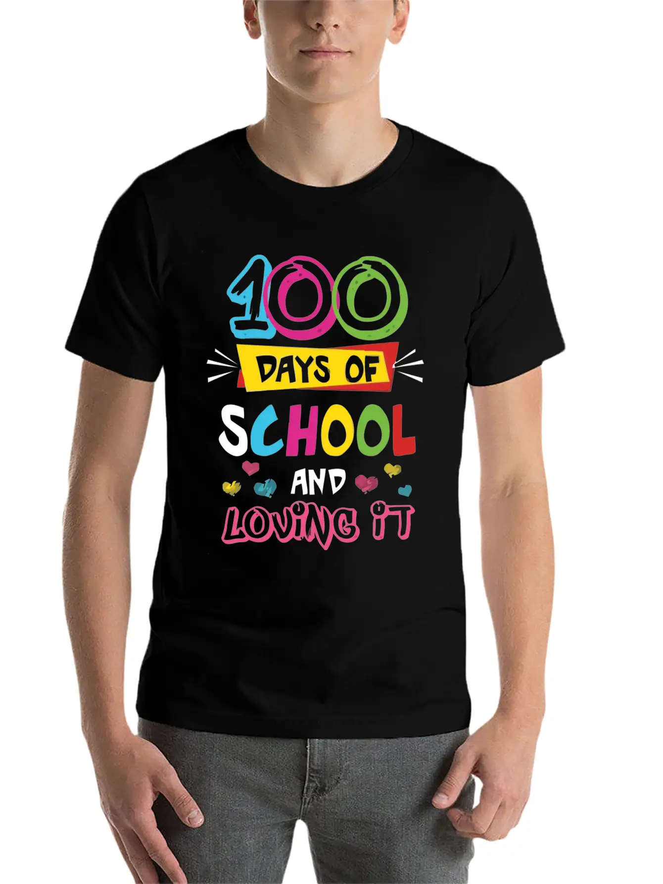 Happy 100th Day Of School Basic Graphic T-Shirt – Daily Comfort In Soft Cotton