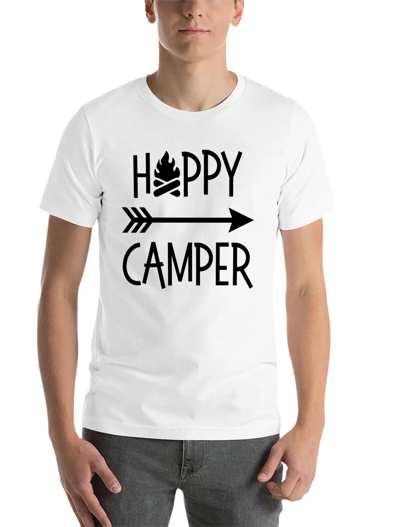 Happy Camper Stylish Everyday T-Shirt – Unisex Basic Cotton Tee