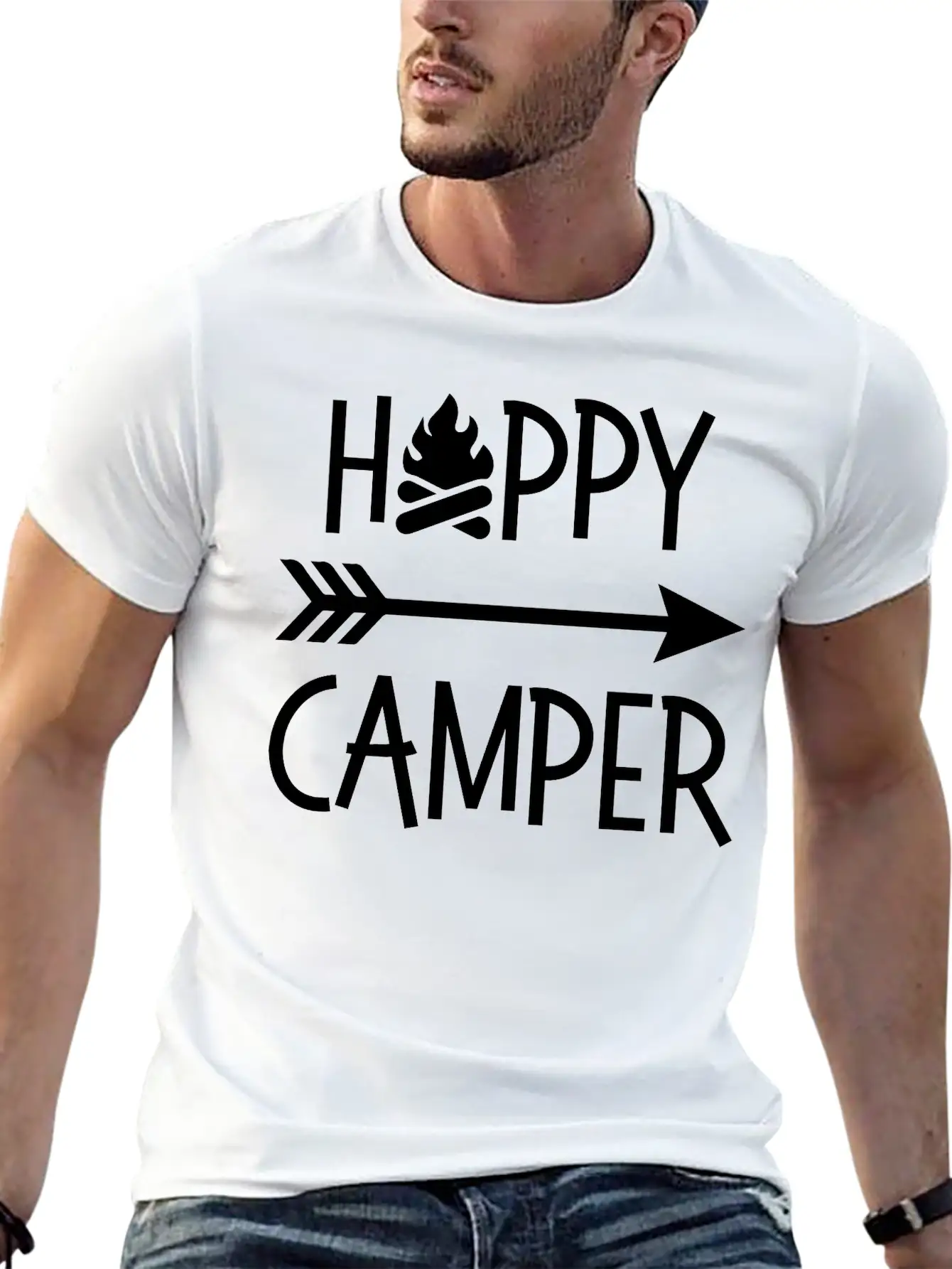 Happy Camper Stylish Everyday T-Shirt – Unisex Basic Cotton Tee