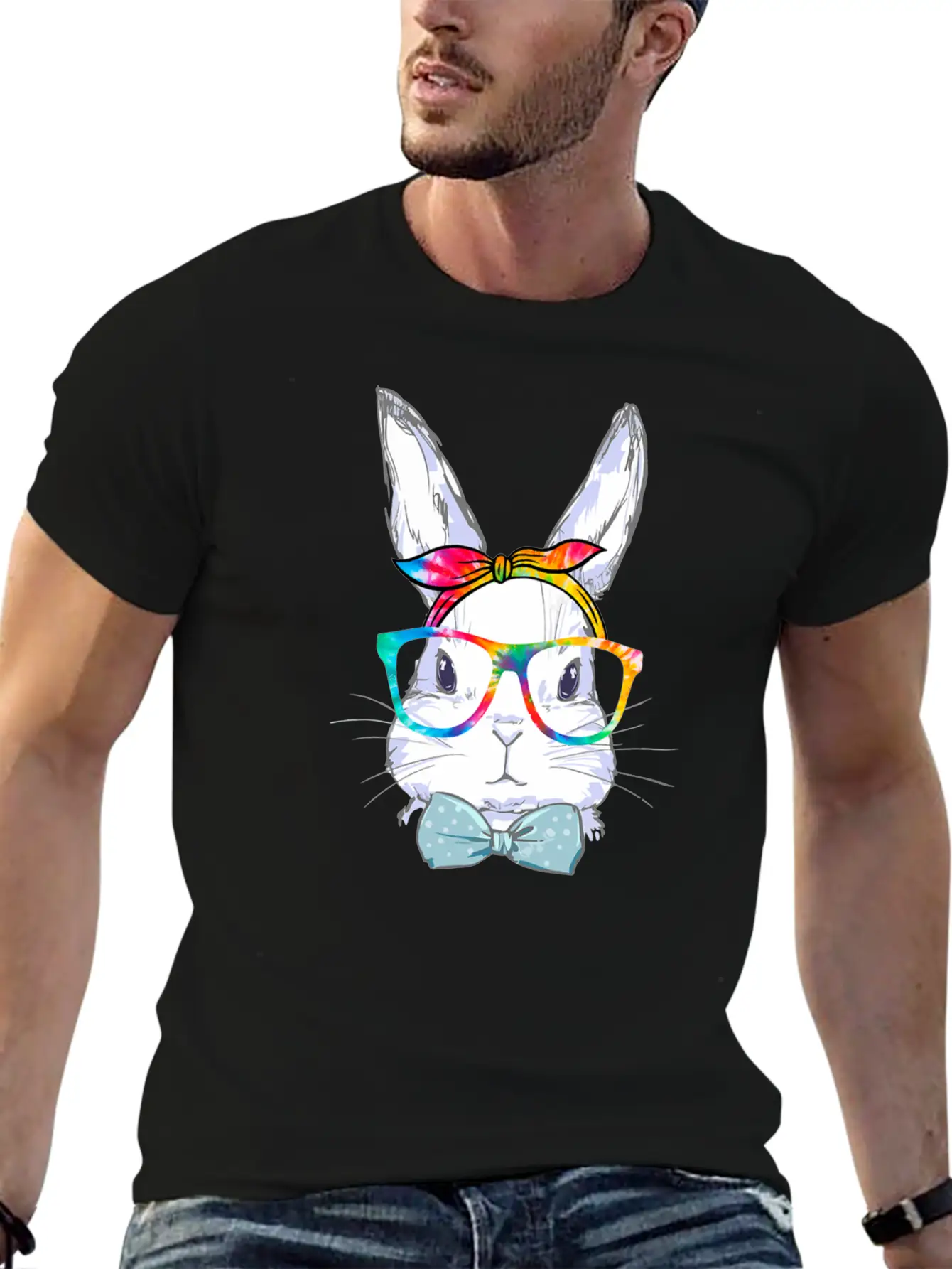 Happy Easter Day Bunny Face Tie Dye Stylish Everyday T-Shirt – Unisex Basic Cotton Tee