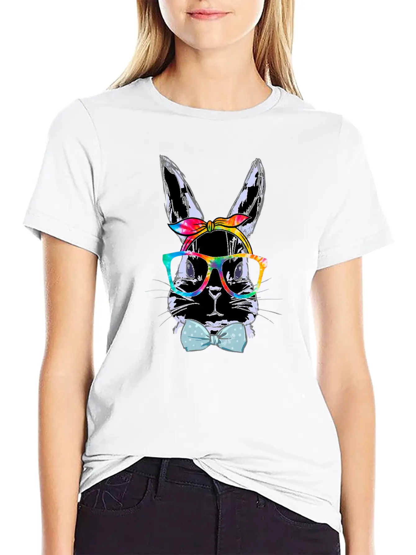 Happy Easter Day Bunny Face Tie Dye Stylish Everyday T-Shirt – Unisex Basic Cotton Tee