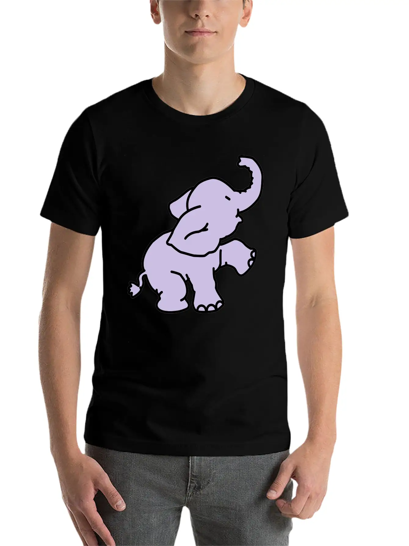 Happy Elephant (2 Colors) Stylish Everyday T-Shirt – Unisex Basic Cotton Tee