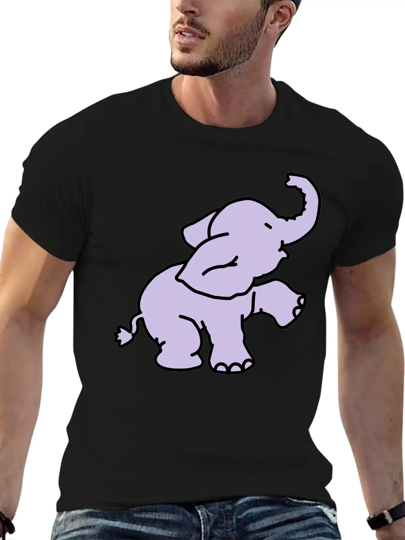 Happy Elephant (2 Colors) Stylish Everyday T-Shirt – Unisex Basic Cotton Tee