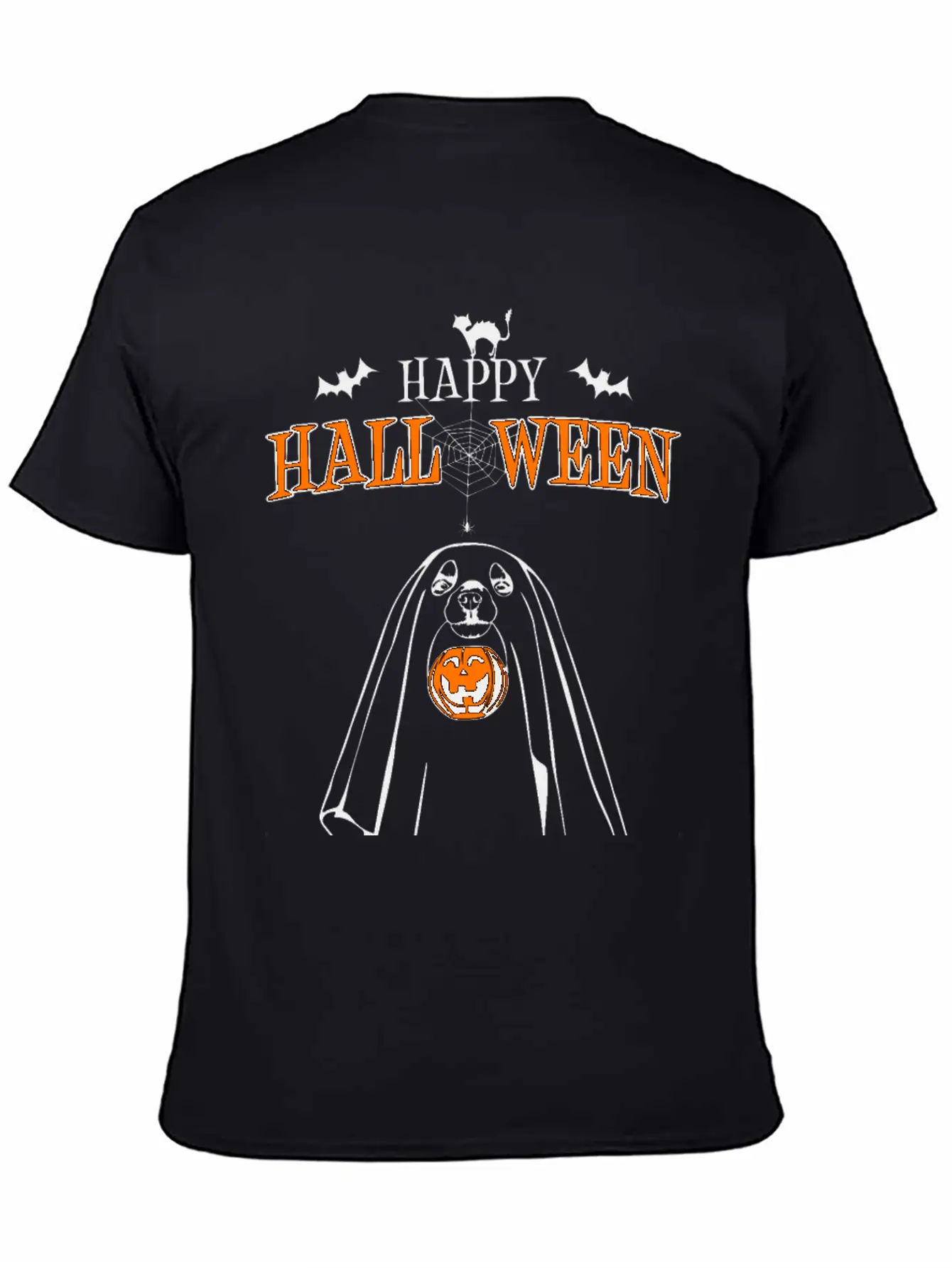 Happy Halloween Ghost Dog Wilsigns Stylish Everyday T-Shirt – Unisex Basic Cotton Tee