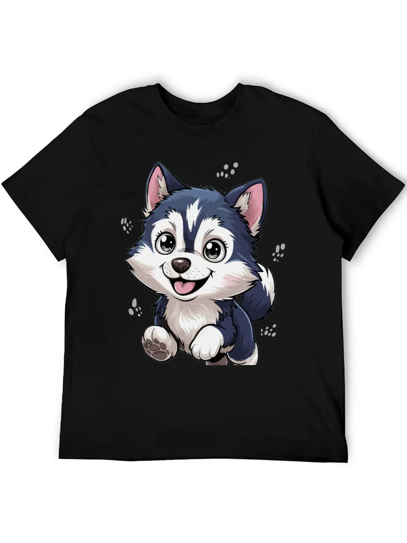 Happy Husky Romping In Grass Stylish Everyday T-Shirt – Unisex Basic Cotton Tee